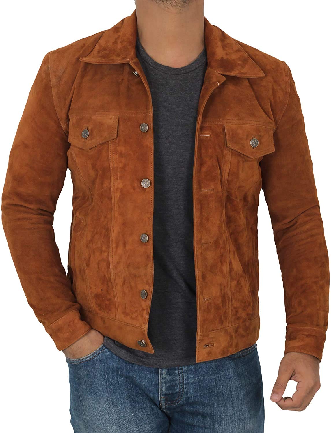 Men's Slim Fit Suede Leather Jacket - Genuine Suede Outerwear for Casual & Formal Wear | Perfect for Date Night, Office & Outdoor Adventures