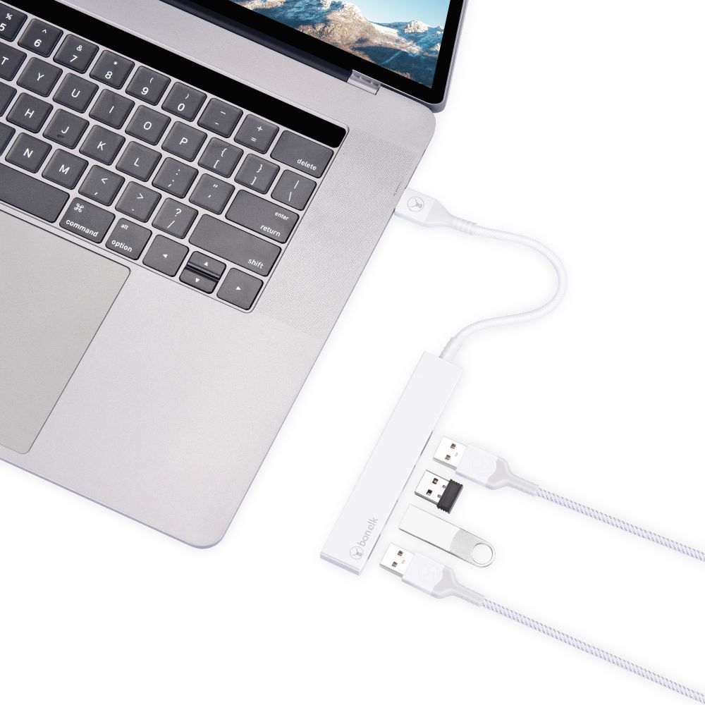Bonelk 4-Port USB 3.0 Hub Slim Design with Long Life USB A - High-Speed Data Transfer for Laptop, PC, MacBook - Perfect for Office, Home & Travel Use