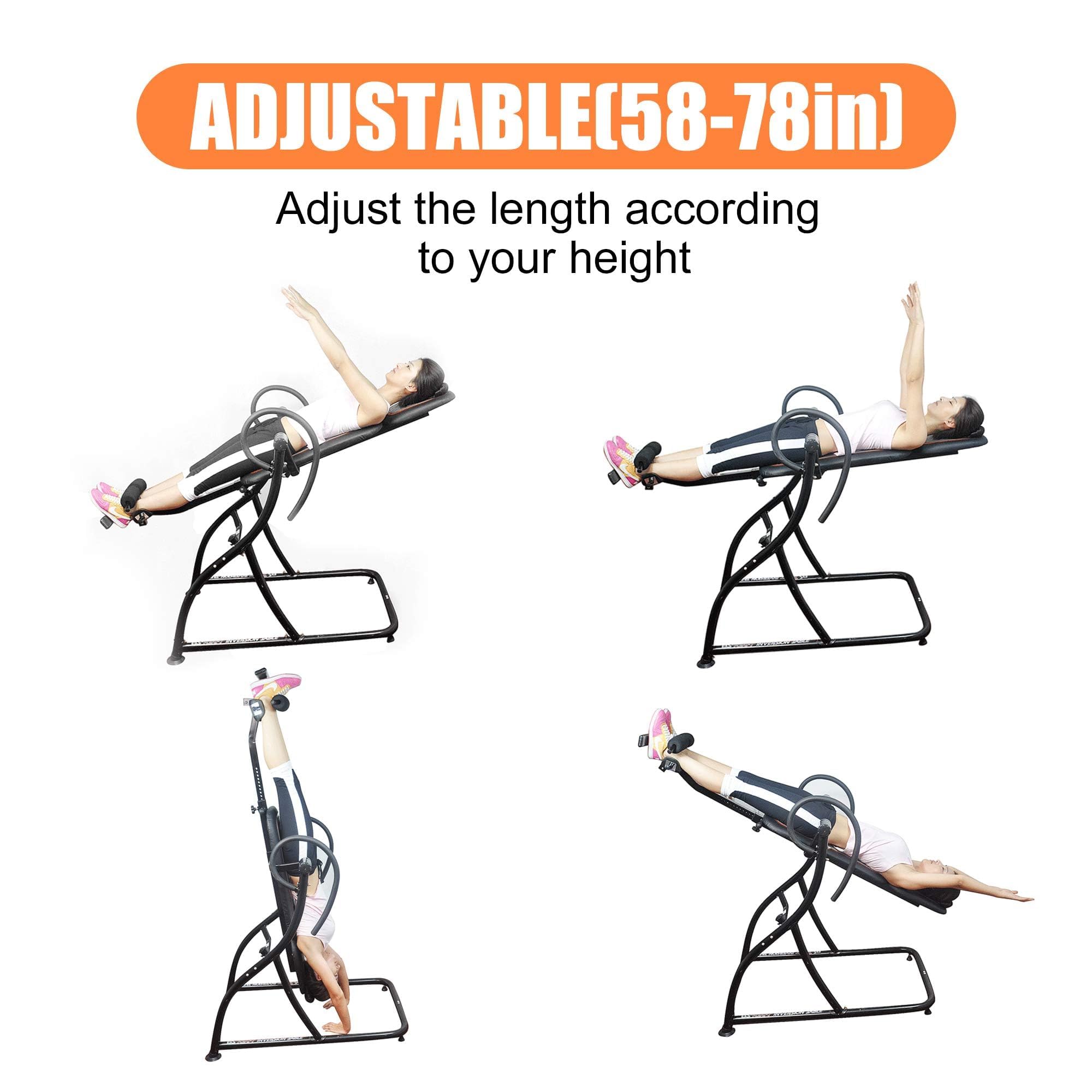 TRY & DO Heavy Duty Inversion Table for Back Pain Relief - 330 lbs Weight Capacity, Adjustable Height Back Stretcher with Comfortable Foam Backrest - Perfect for Home Therapy, Spinal Decompression & Fitness Recovery