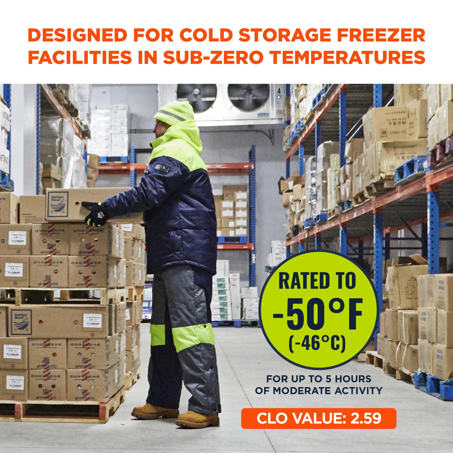 Ergodyne N-Ferno 6476 Insulated Freezer Jacket for Cold Storage Work - Heavy Duty Winter Workwear for Warehouse, Food Processing & Industrial Freezer Use