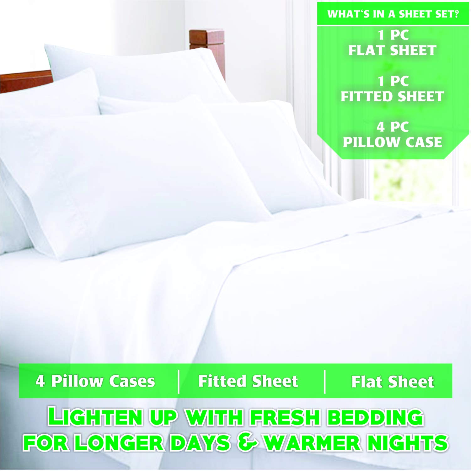 Premium 6-Piece 100% Egyptian Cotton 600 Thread Count Sheet Set - Luxury Italian Finish with 19