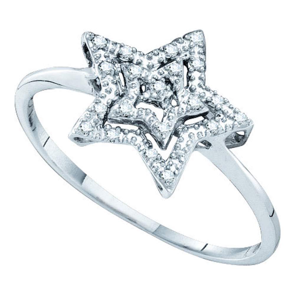 Dazzlingrock 10kt White Gold Women's Round Diamond Star Ring - 1/20 CTW Sparkling Jewelry for Anniversary, Engagement & Gift Giving