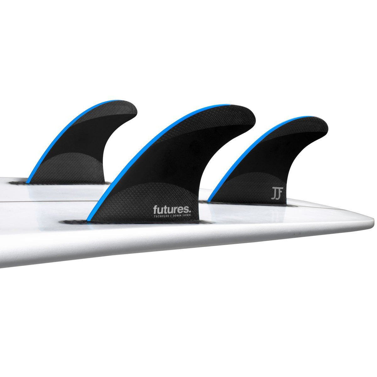 John John Florence Techflex Futures THRUSTER Surfboard Fins - Small Size, Black/Neon Blue - High-Performance Surfing Fins for Shortboards & Performance Surfing
