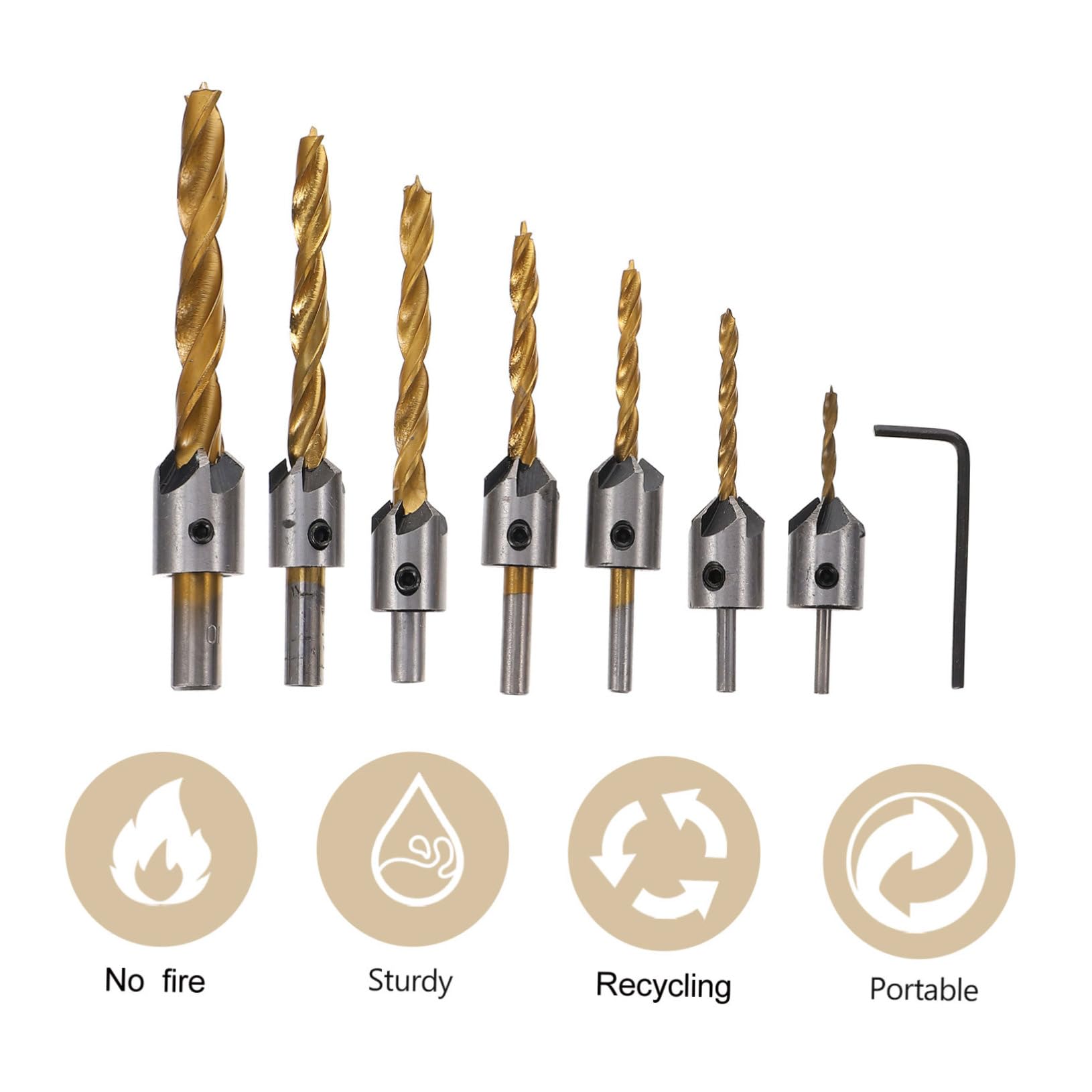 Premium Woodworking Drill Bit Set - Cork Cutter, Countersink Drill, Chamfering Cutter & Wood Plug Cutters for Professional Woodworking Projects | Perfect for Cabinet Making, Furniture Repair & DIY Crafts