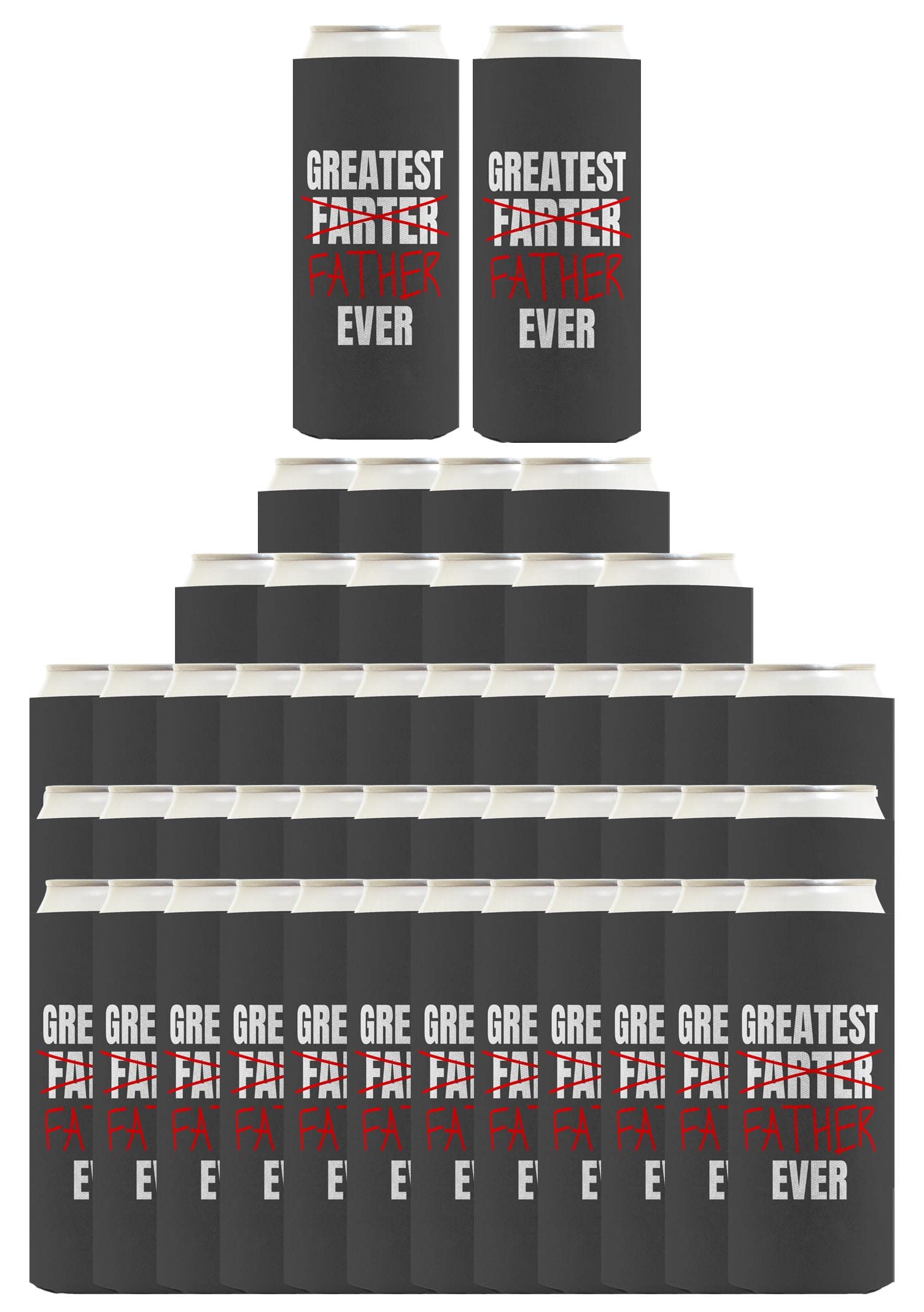 48-Pack Ultra Slim Can Coolers for Dad - Funny Father's Day Gifts from Daughter - Best 'Greatest Farter Father Ever' Novelty Beer Koozies - Perfect for BBQ, Golf Outings & Father's Day Celebrations