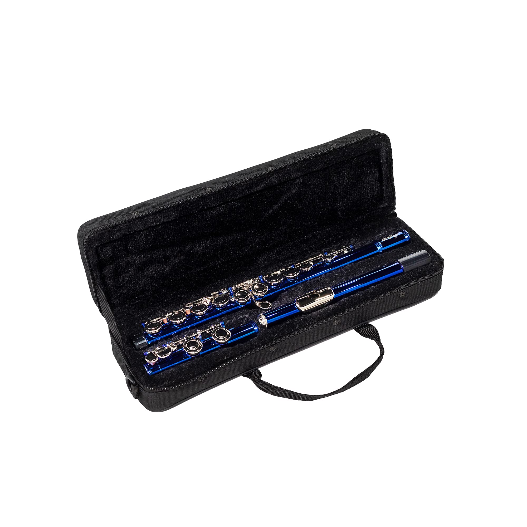 LeSage 16-Key Closed Hole C Flute for Beginners - Blue Student Flute with Case, Cleaning Cloth & Maintenance Kit (C Foot, Offset G, Y-Arm) - Perfect for School Bands, Music Lessons & Practice
