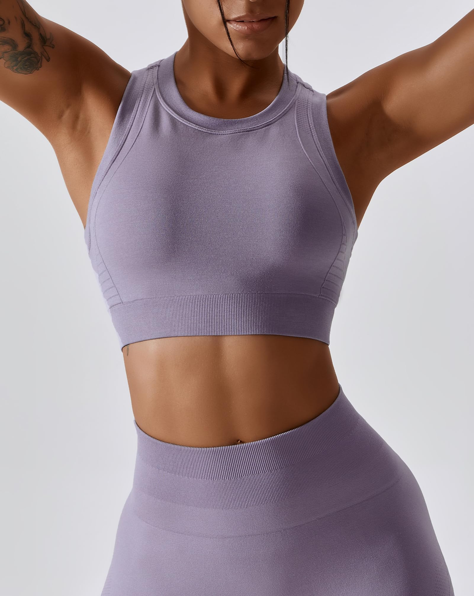 ABOCIW Women's Seamless Workout Sets - Racerback Sports Bra & High Waist Leggings 2-Piece Gym Yoga Outfit for Running, Fitness & Activewear