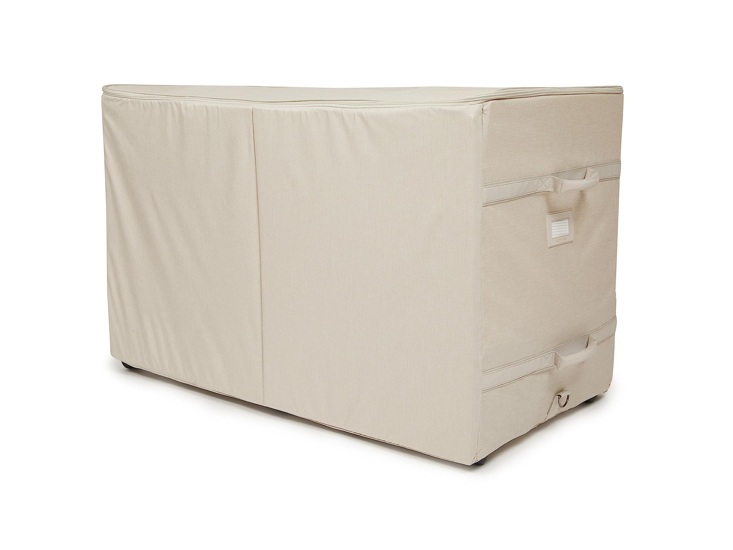 Covermates Keepsakes Rolling Structured Storage Bag – Heavy Duty Polyester with Padded Handles & Dual Zipper – Closet Organizer for Blankets, Quilts, Comforters – Beige Heather for Bedroom, Nursery, or Dorm Storage