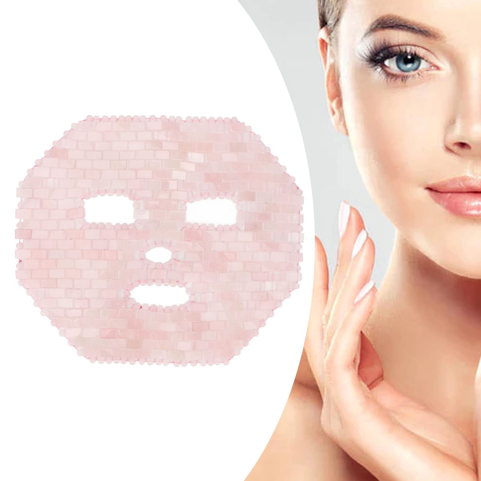 Rose Quartz Facial Mask - Jade Stone Eye Mask for Dark Circles, Spa & Sleep - Reusable Cooling Face Cover for Relaxation & Skincare (Perfect for Home Spa, Travel & Self-Care)