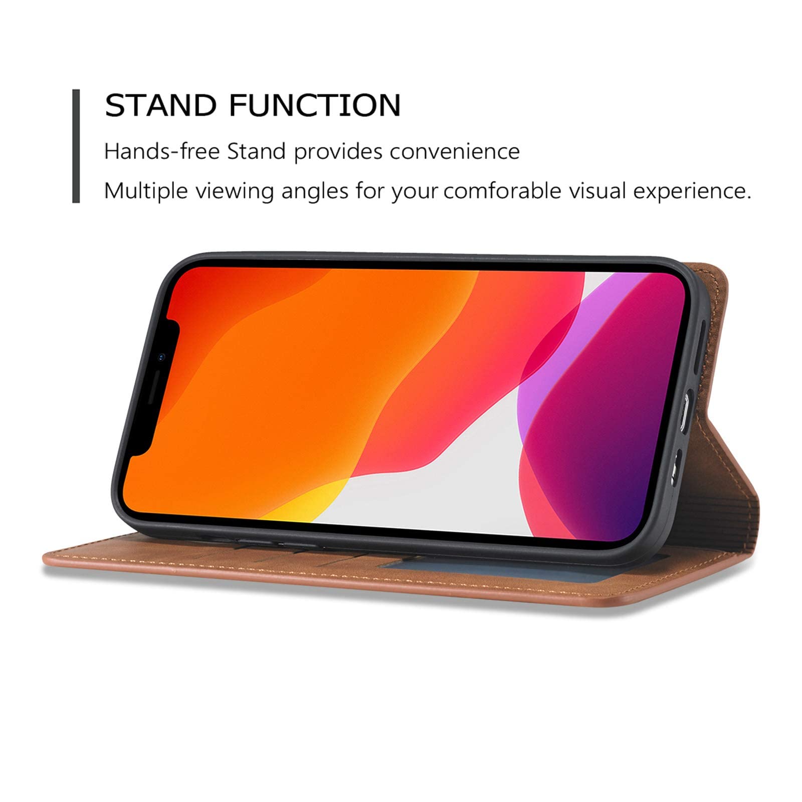 Premium PU Leather Magnetic Flip Wallet Case for iPhone 15 Pro Max - Shockproof Card Holder with Kickstand & Hidden Adsorption (Brown) | Perfect for Business, Travel & Daily Protection