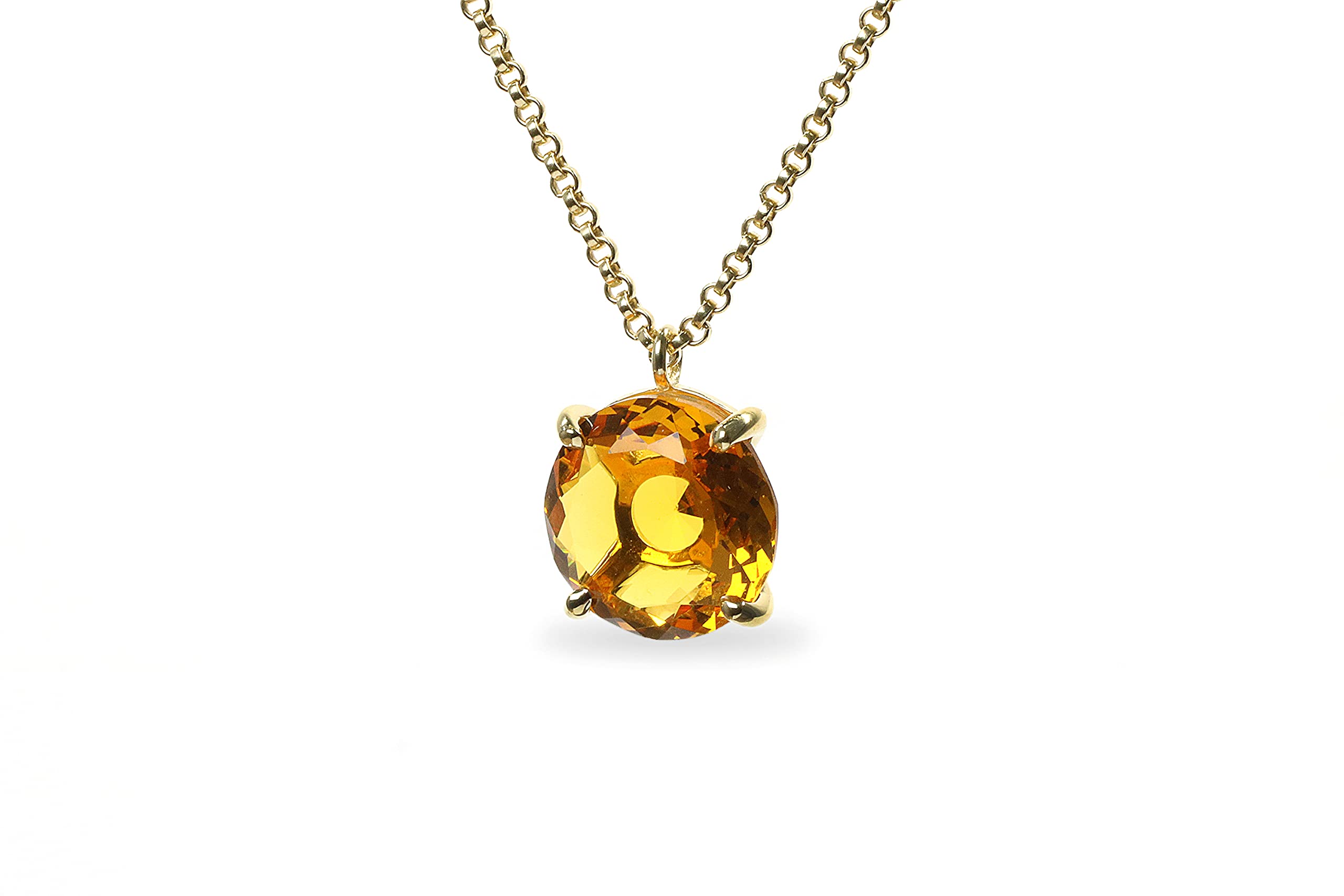14k Gold Citrine Necklace - Handmade Gemstone Jewelry for Women - Birthday & Wedding Gift
