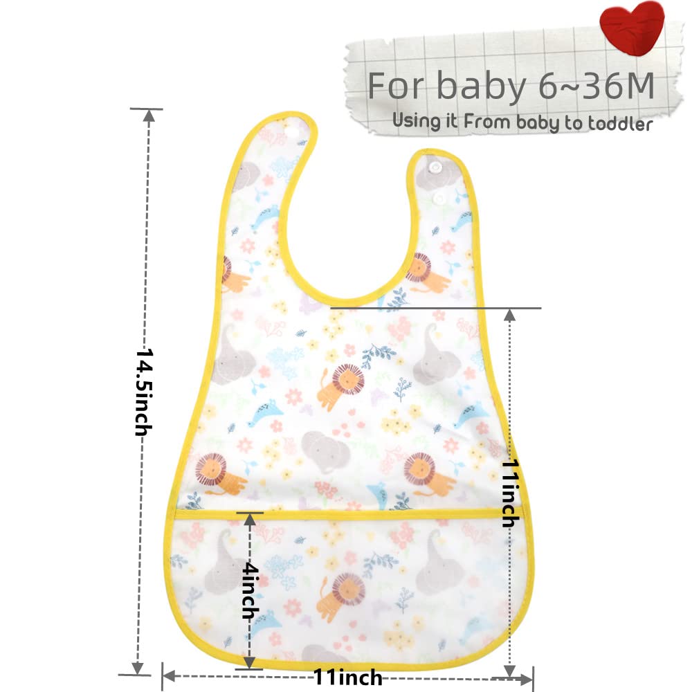 Waterproof Baby Bibs for Toddlers 6-36 Months - Soft Washable Feeding Bib with Pocket for Boys & Girls - Perfect for Mealtime, Daycare, and Travel