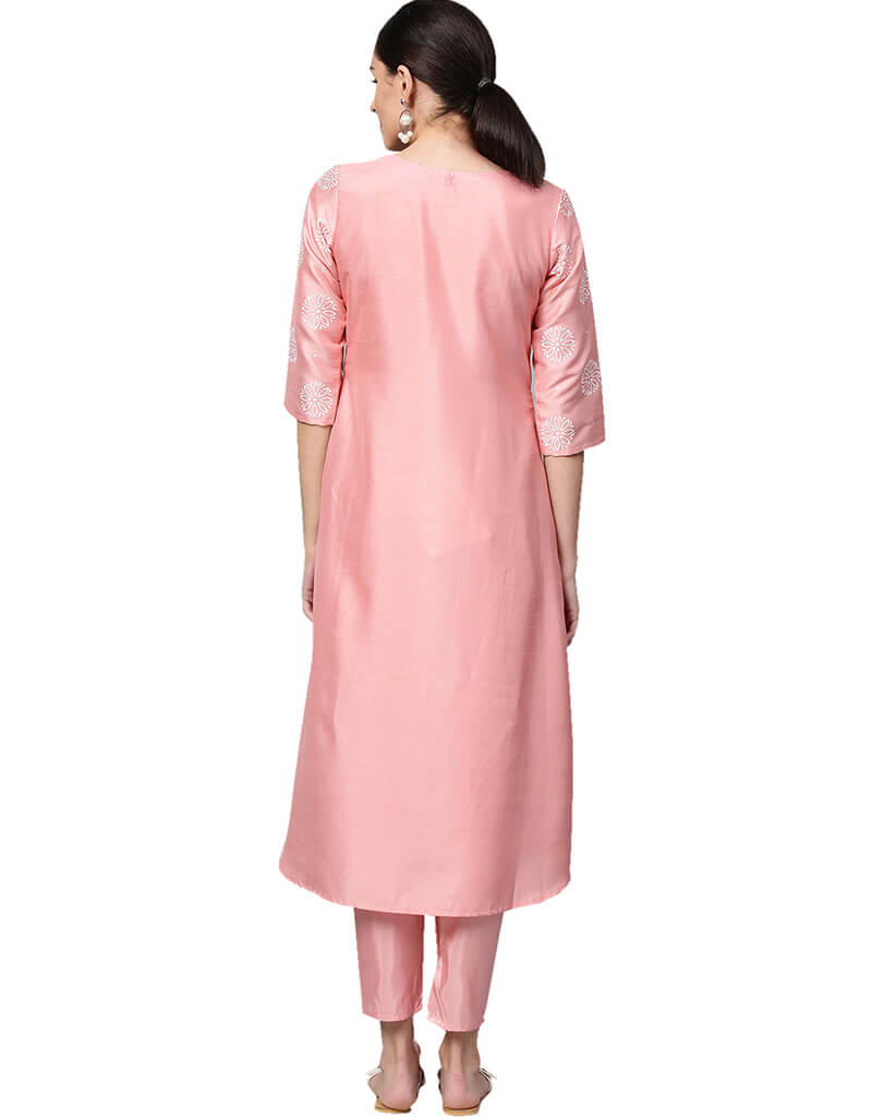 Elegant Baby Pink Poly Silk Suit Pants for Women - Formal Office Wear & Special Occasion Outfits