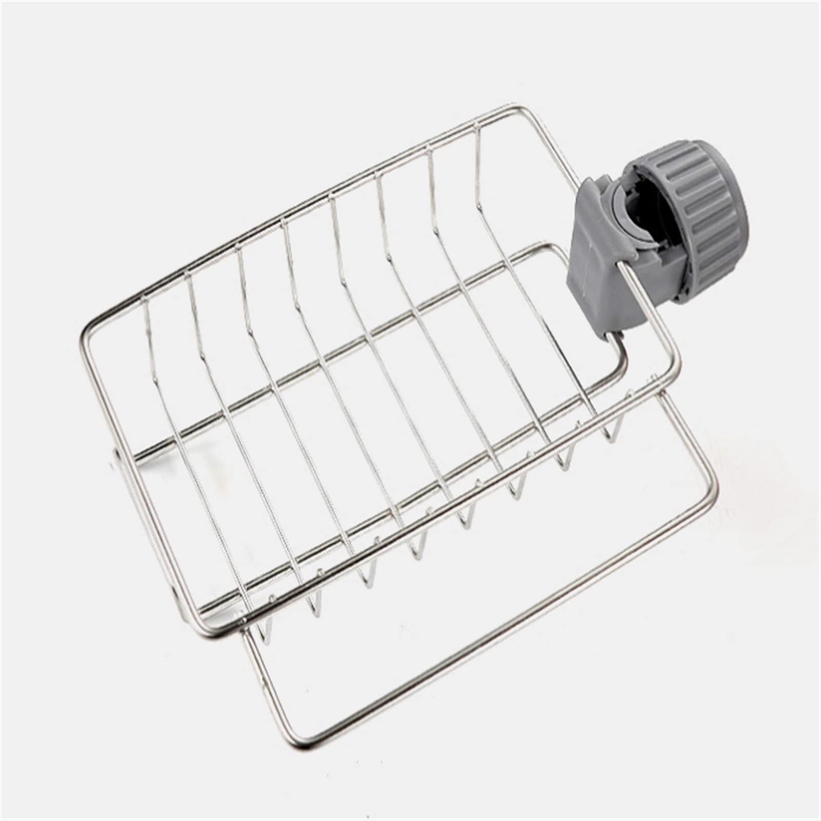 Stainless Steel Faucet Storage Rack - Space Saving Kitchen Sink Organizer for Sponges, Brushes & Cleaning Rags (Silver, One Size) - Perfect for Small Kitchens & Bathrooms