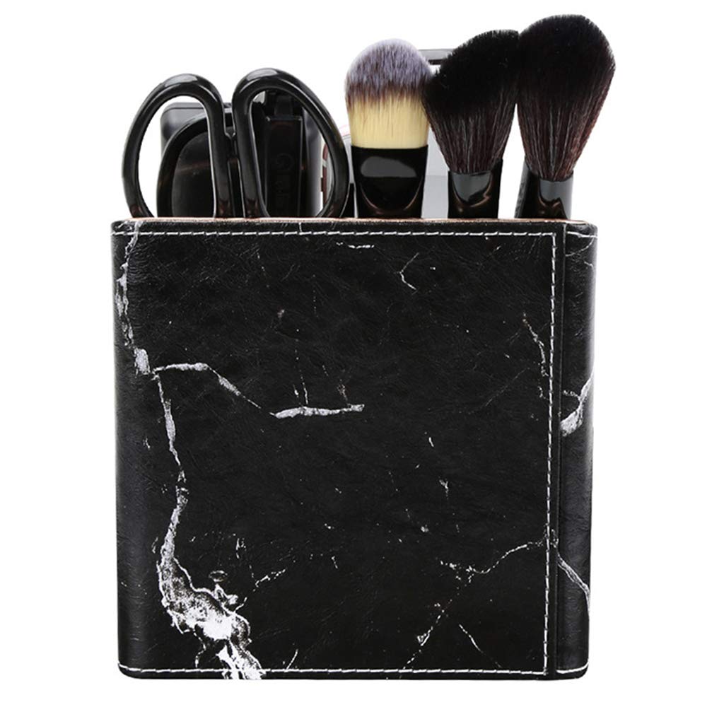 Premium Marble Leather Desk Organizer - Multifunctional Stationery Box, Pencil Holder & Storage Box (Black) - Perfect for Office, Home & School Use