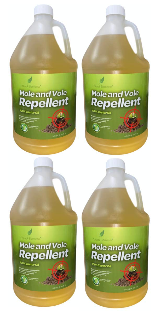 Natural Elements Mole and Vole Repellent - 100% Pure Castor Oil Formula | Safe for Pets & Non-Toxic | 4 Gallon Ready-to-Use Spray | Effective Yard & Garden Protection Against Burrowing Pests | Ideal for Lawns, Flower Beds & Vegetable Gardens