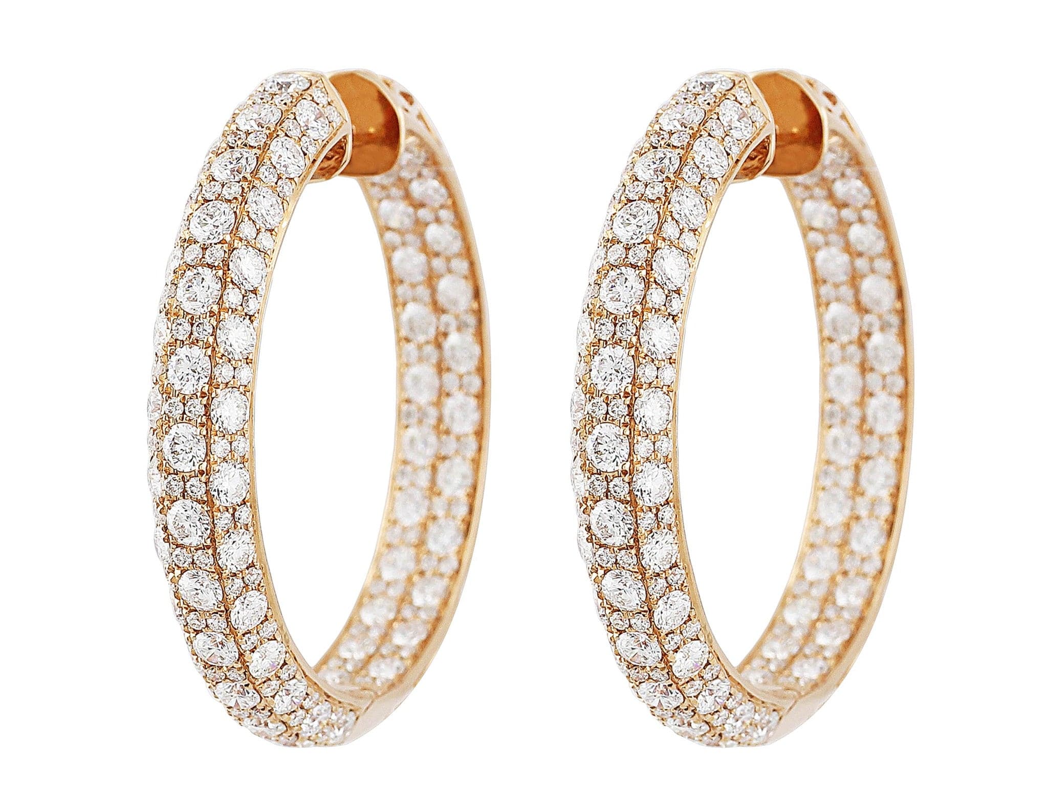18K Rose Gold 9.96cttw Diamond Hoop Earrings for Women - Luxury Statement Jewelry for Parties, Weddings & Special Occasions