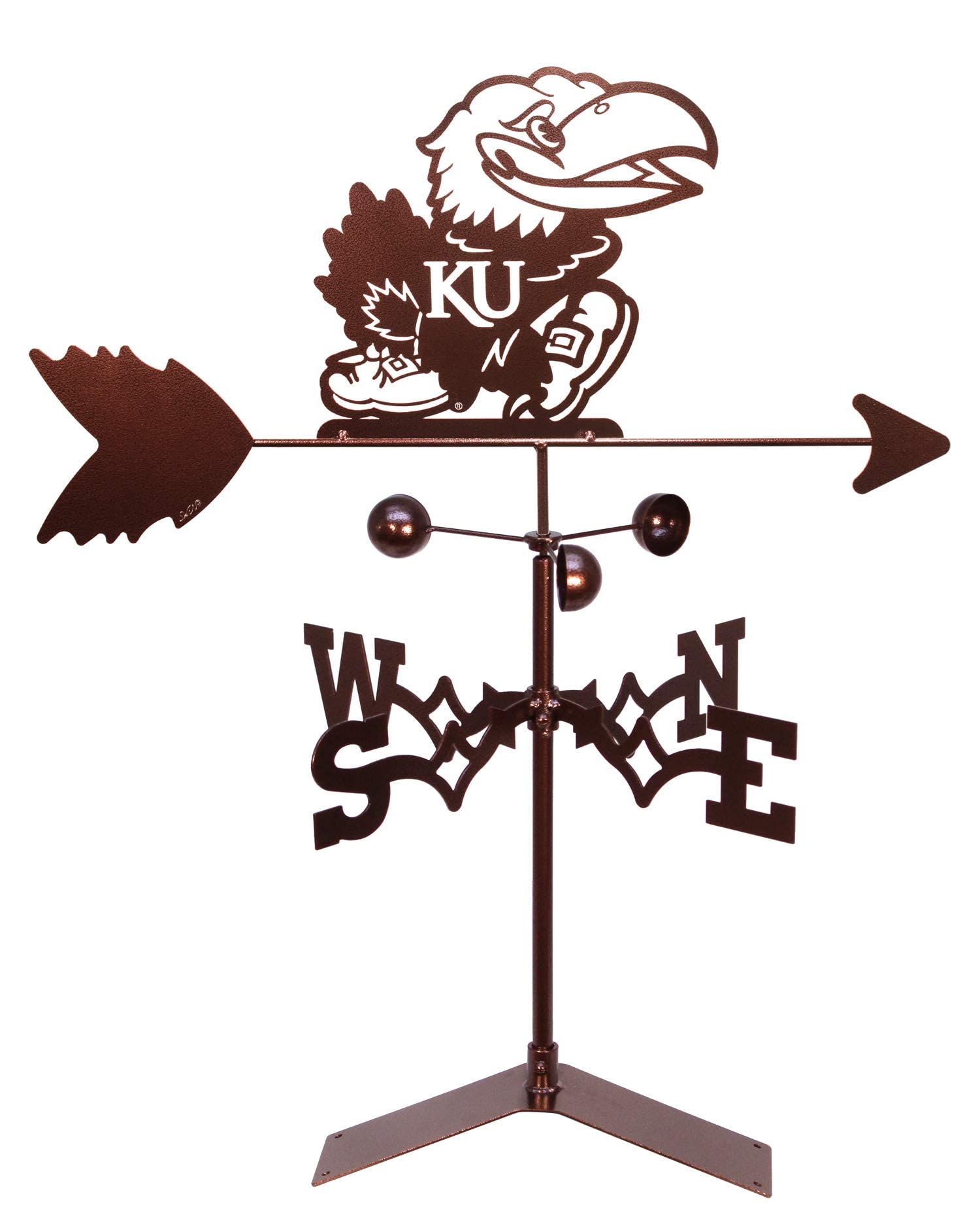SWEN Products Kansas Jayhawks Weathervane with Roof Mount - NCAA College Basketball Team Decoration for Outdoor Garden, Yard & Roof - Perfect for KU Fans & Alumni Gifts