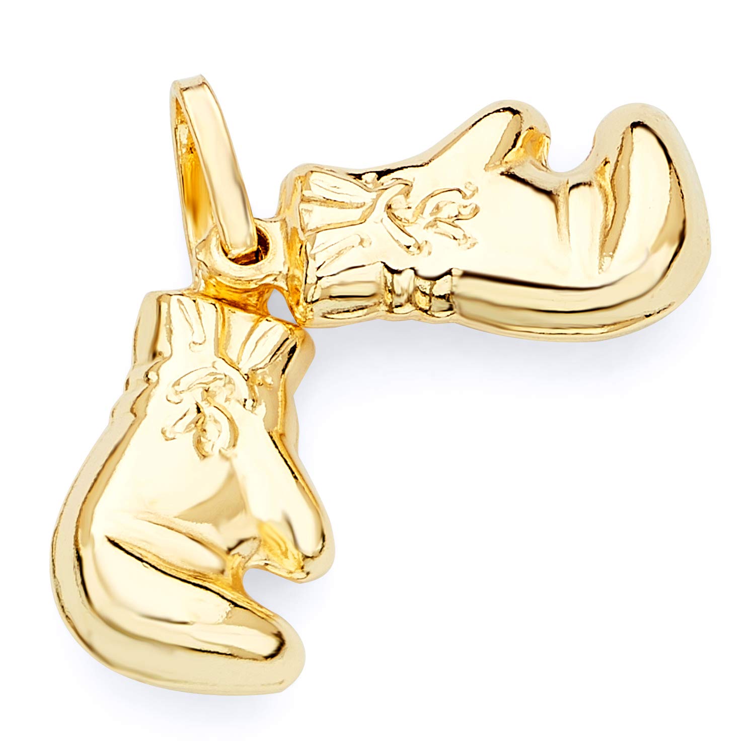 14K Yellow Gold Double Boxing Glove Charm Pendant - Dainty Jewelry Gift for Boxers, Fighters & Sports Lovers - Perfect for Boxing Gyms, Training & Competition Events