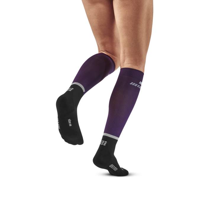 CEP Women's The Run Socks Tall V4 - Compression Socks for Running & Recovery, Violet/Black (WP20SR) - Ideal for Marathon Training, Post-Workout Recovery & Travel Comfort