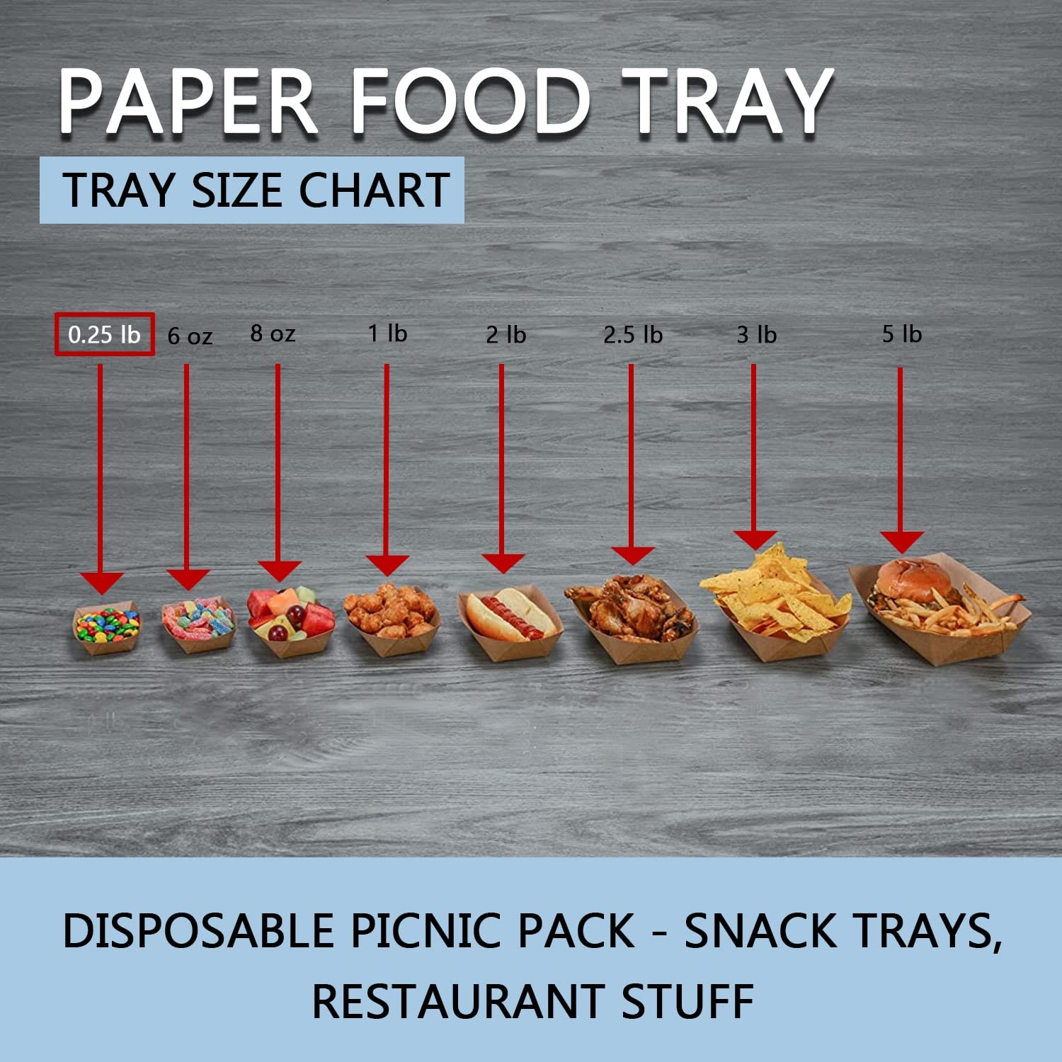 Eco-Friendly Disposable Kraft Paper Food Trays - 100% Biodegradable & Recyclable Picnic Serving Trays for Hot/Cold Food - Perfect for Outdoor BBQ, Camping, Parties & Events (0.25Lb, Pack of 100)