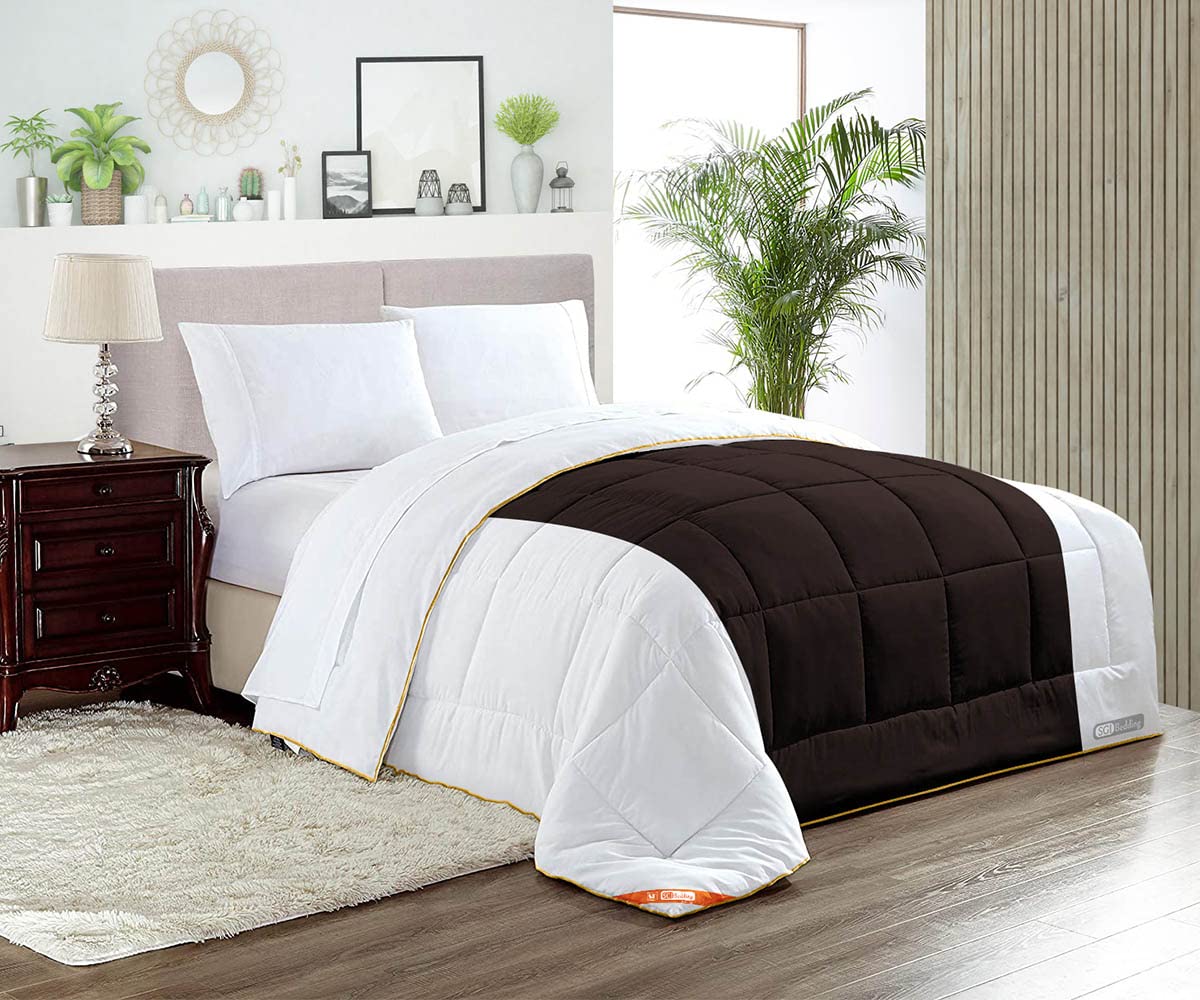 Luxury Queen Size Comforter Set - 300 GSM Plush Siliconized Microfiber Fill, Box Stitched Quilted Design with Premium Piping | Ultra Soft Chocolate Brown Duvet Insert & Matching Pillowcases | Perfect for Master Bedroom, Guest Room & Cozy Winter Nights