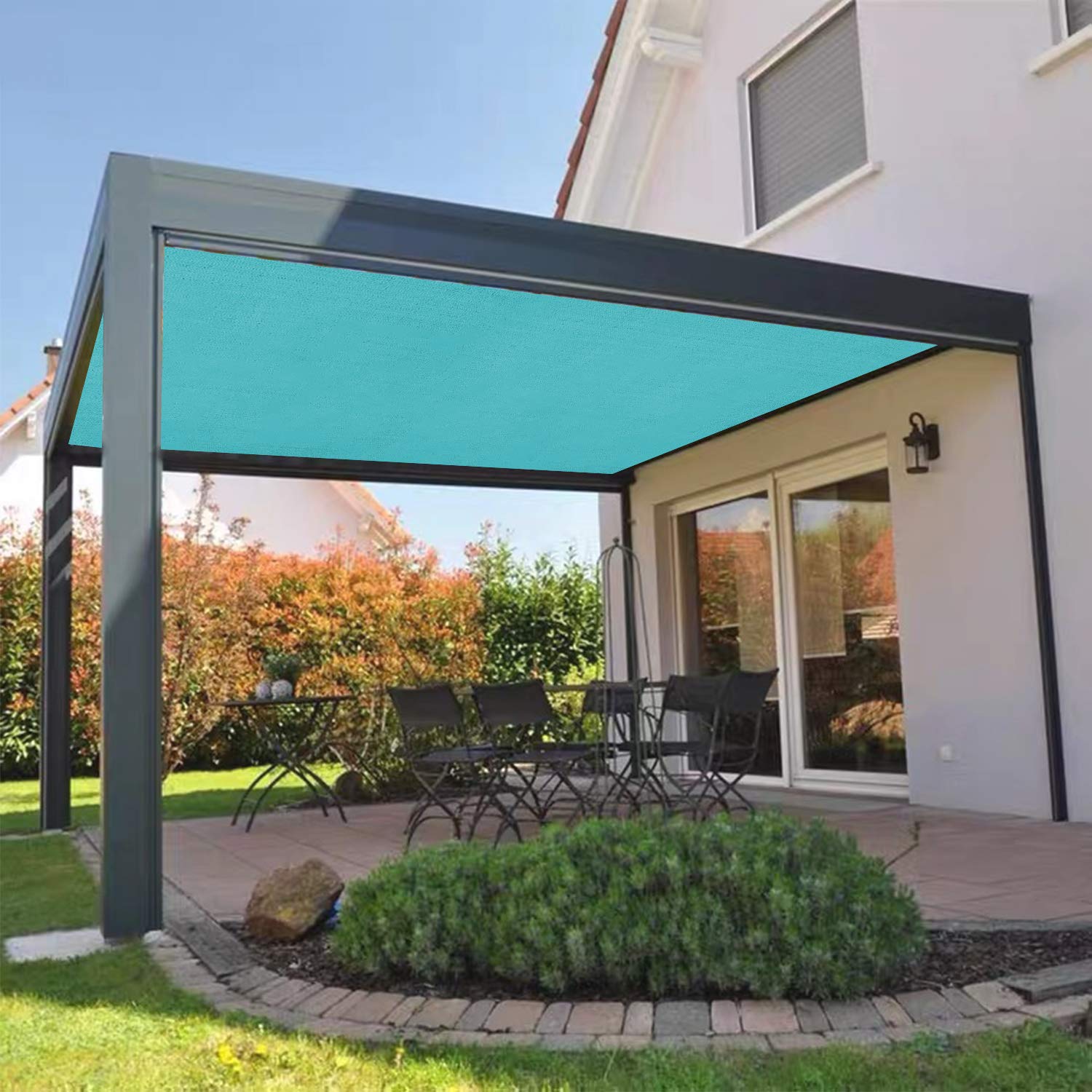 COARBOR 6Ft x 205FT UV Resistant Sun Shade Fabric Roll - Outdoor Shade Cloth for Pergola, Carport, Patio, Deck, Backyard, Garden, Greenhouse, Balcony - Turquoise Shade Cover for Sun Protection & Privacy