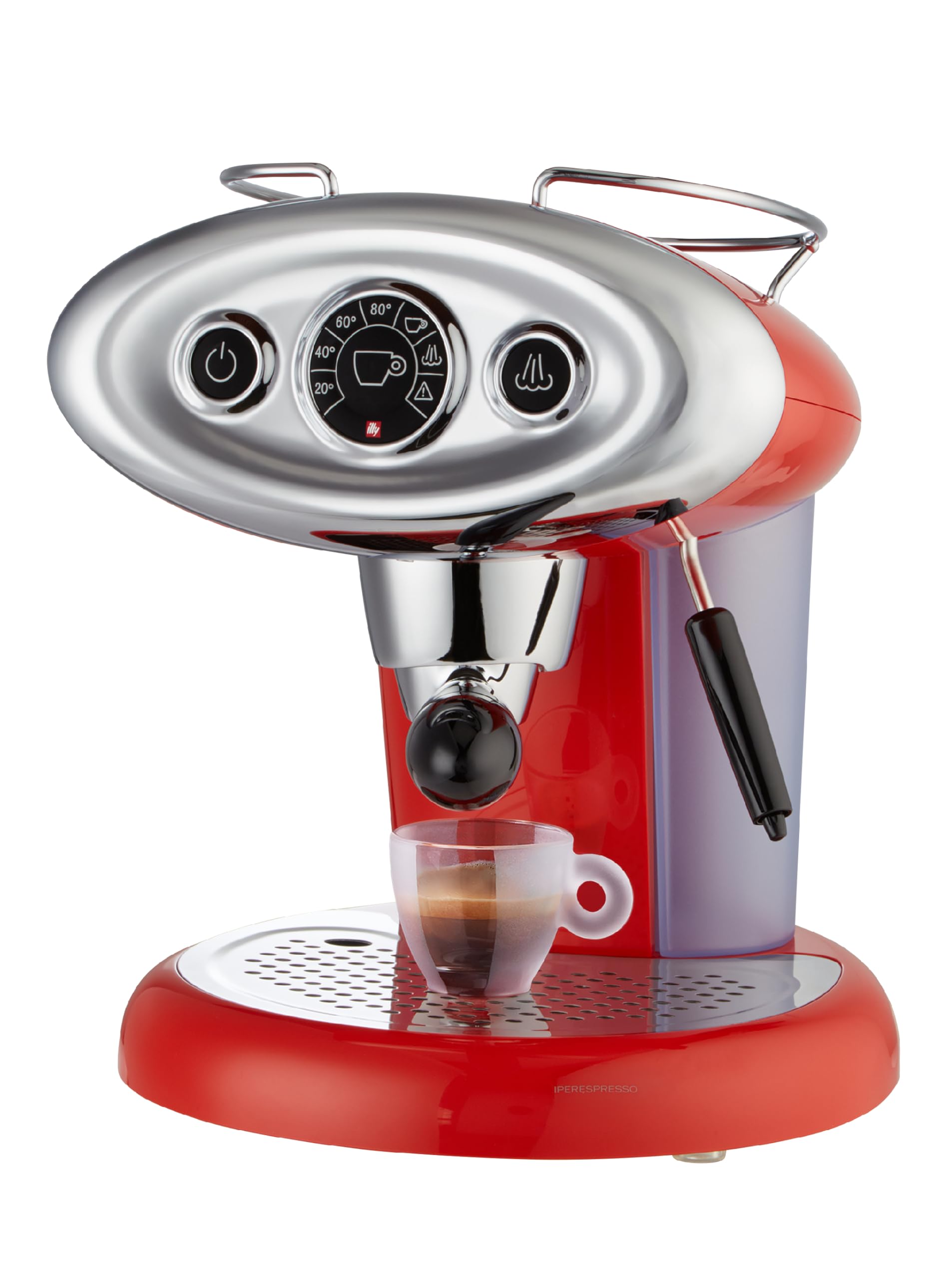 Illy X7.1 Espresso Single-Serve Machine - Barista Quality Coffee Maker for iperEspresso Capsules with Milk Frother Steam Wand (Red) | Perfect for Home, Office & Small Cafes