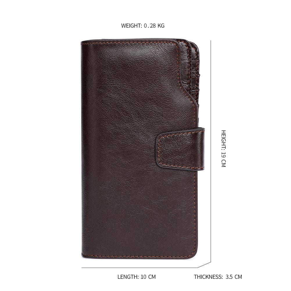 Men's Leather Trifold Wallet with RFID Blocking & Multiple Card Slots - Slim Design for Everyday Carry, Travel & Business Use