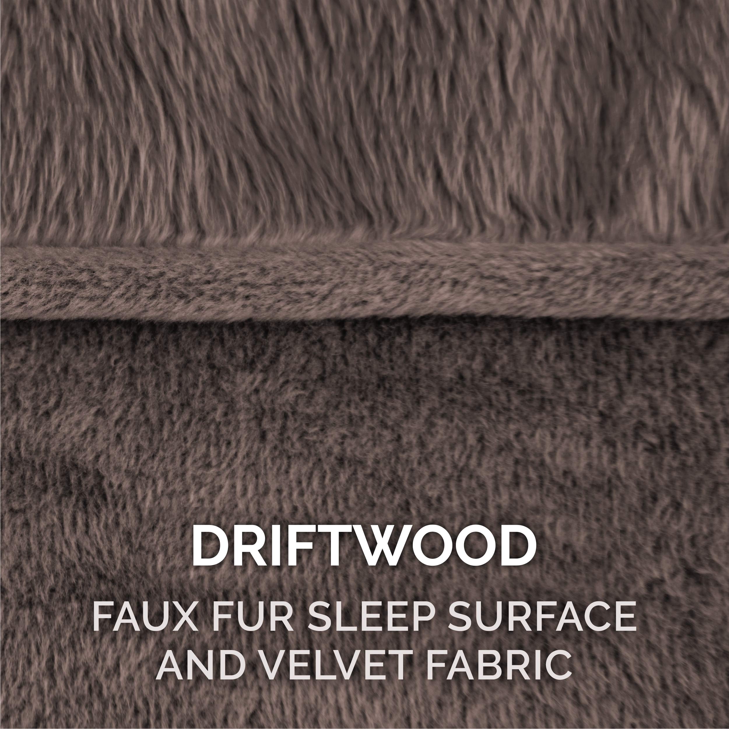 Furhaven Orthopedic Dog Bed for Large & Medium Dogs - Removable Bolsters & Washable Cover - Supports Up to 55 lbs - Plush Faux Fur & Velvet Sofa Design - Driftwood Brown (Large Size) - Perfect for Living Room, Bedroom or Pet-Friendly Spaces