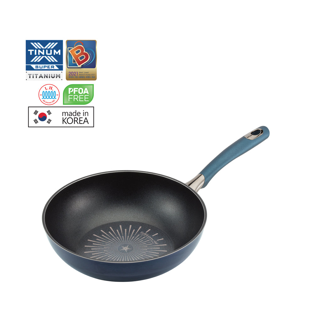 Happycall Classic Titanium IH 28cm Non-Stick Wok Pan - HEA 3001 0238 - Professional Induction Cookware for Stir-Frying, Deep Frying & Asian Cooking