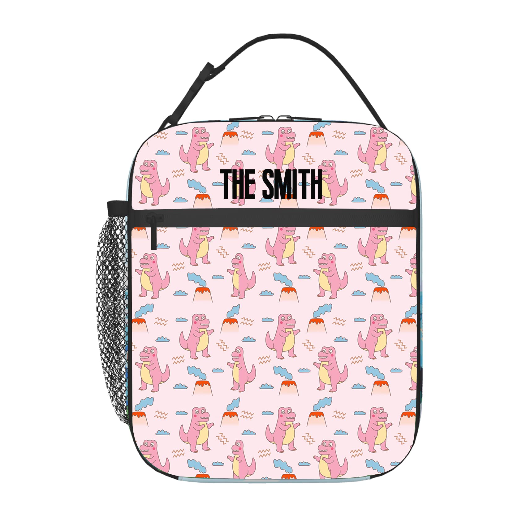 Dinosaur Insulated Lunch Box - Personalized Custom Name Lunch Bag for Kids, Women & Men - Portable Thermal Tote for School, Work & Picnics