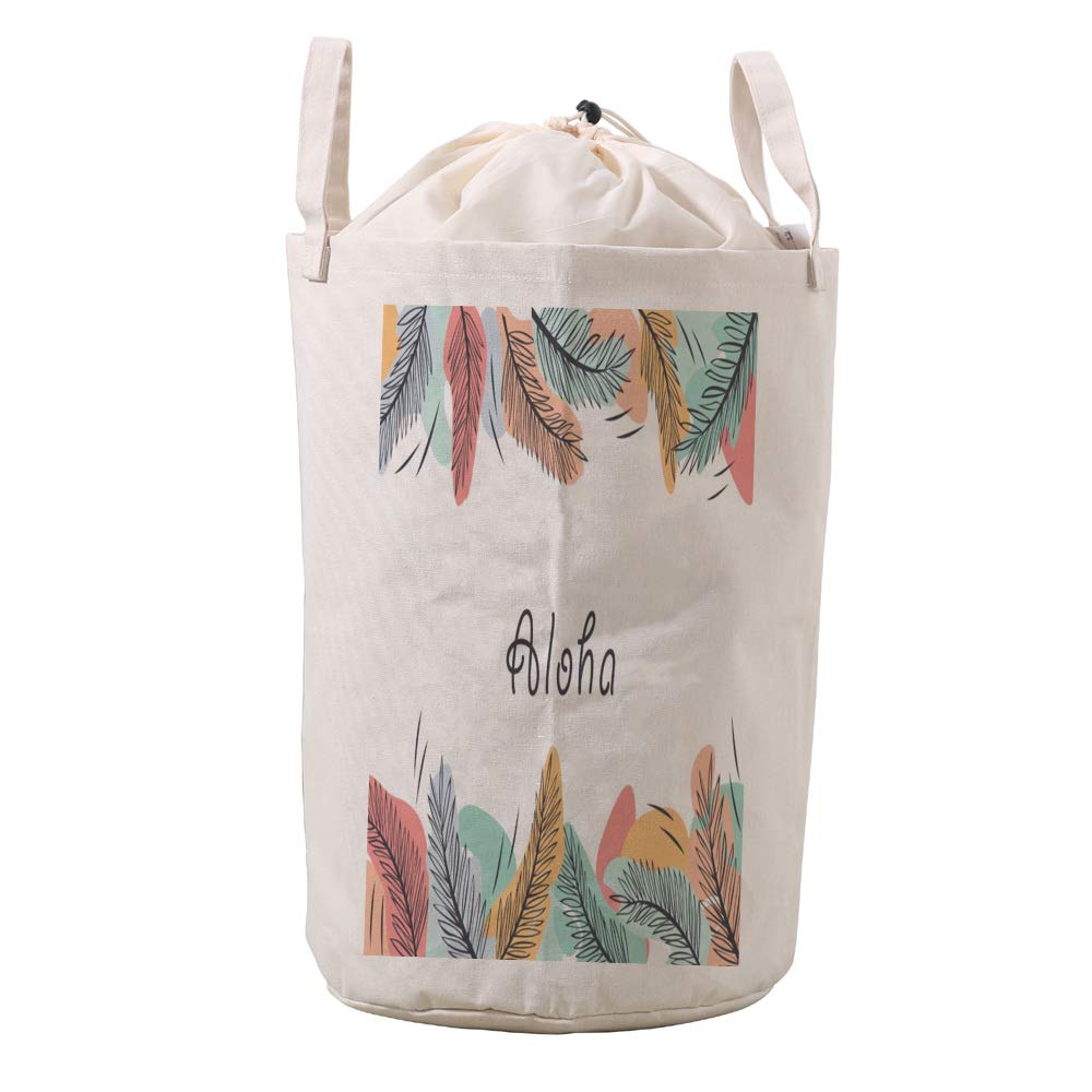 Collapsible Laundry Hamper Basket with Reinforced Handles - 20.5 Inch Round Cotton Storage Bin for Clothes, Toys & Organizing | Perfect for Bedroom, Nursery & Dorm Room Organization