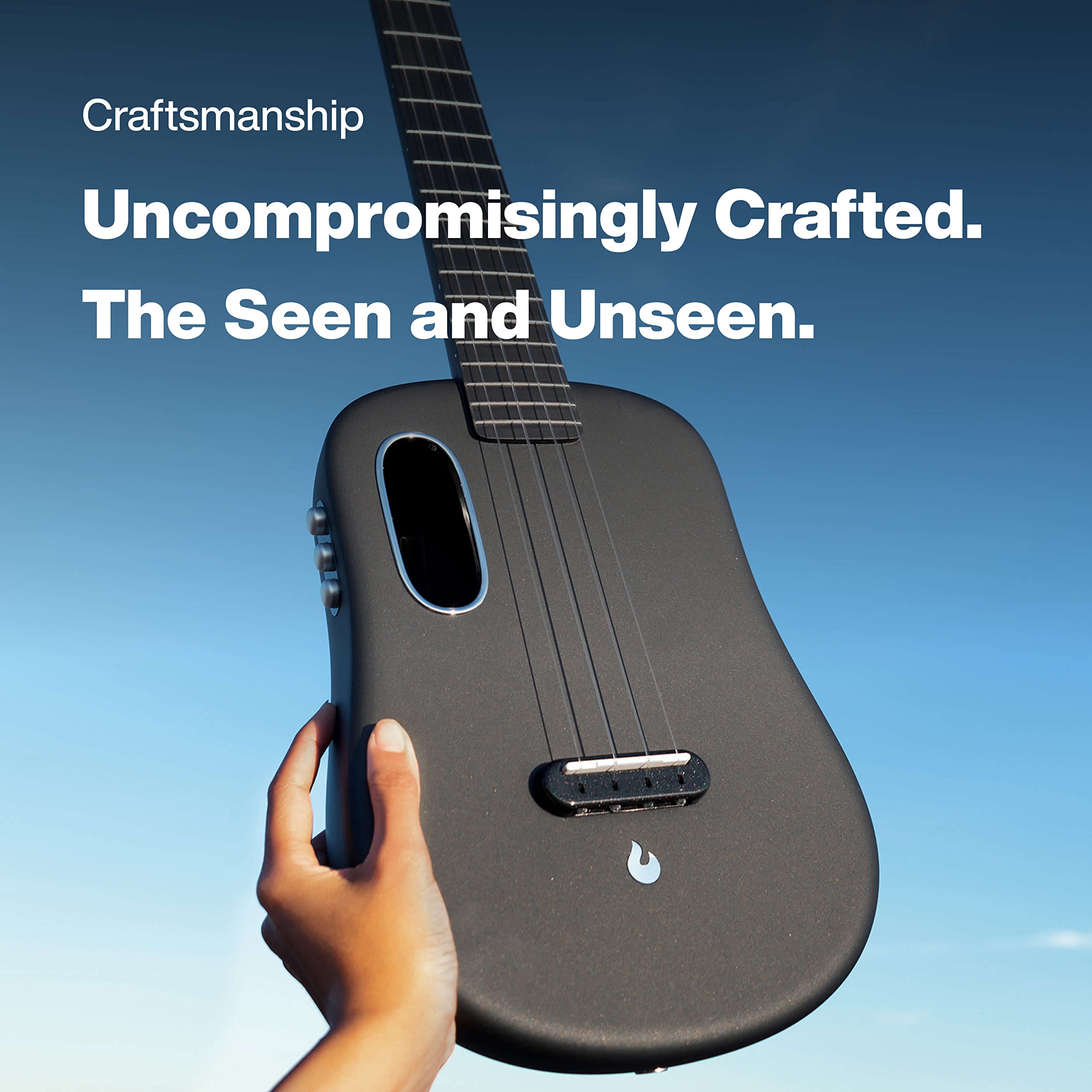 LAVA U Carbon Fiber Tenor Ukulele with Built-in Effects - 26-inch Travel Ukulele Set with Case, Pick & Charging Cable (FreeBoost Technology, Sparkle Black) - Perfect for Travel, Performances & Music Practice