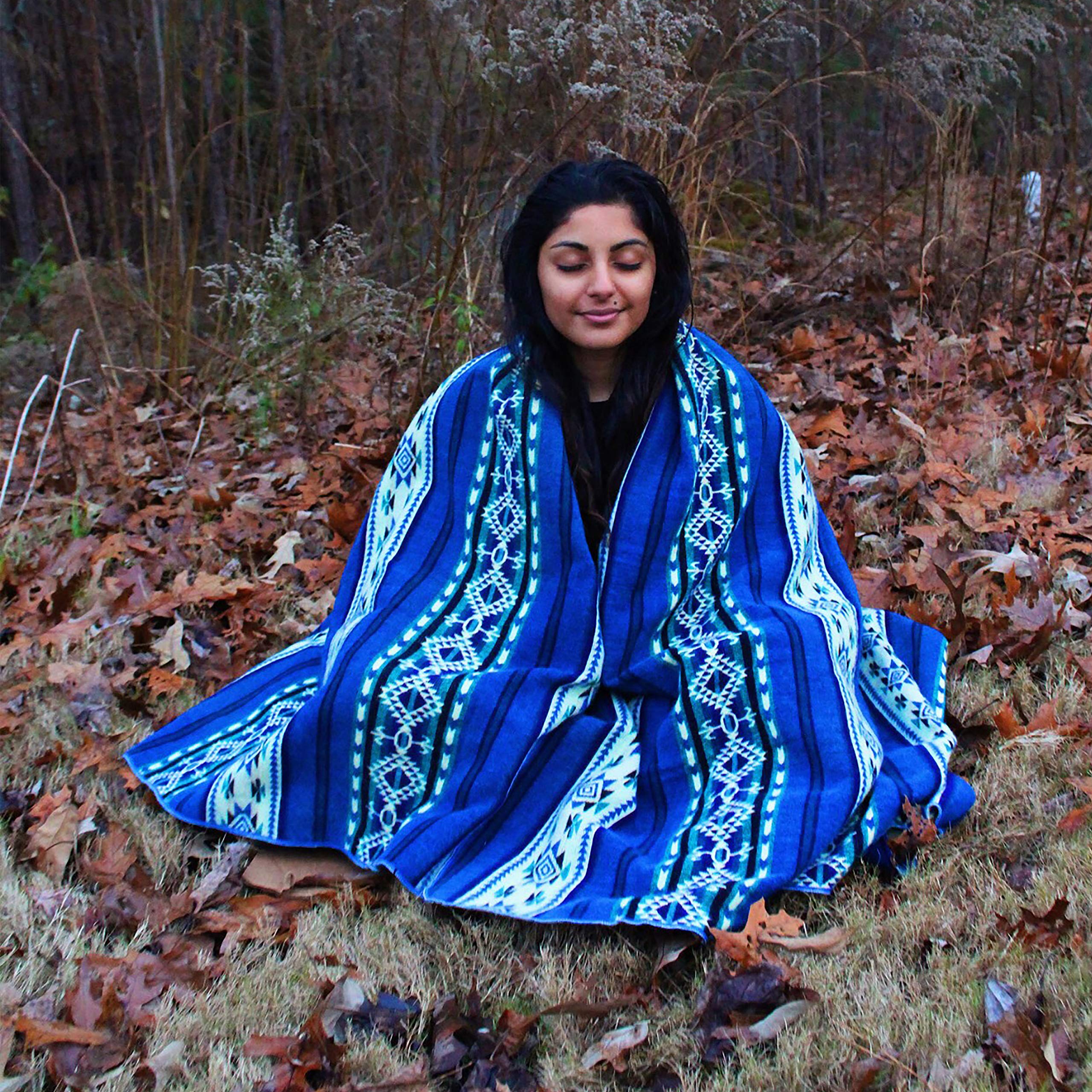 Premium Inca Aztec Throw Blanket - Queen Size | Southwest Indian Navajo Boho Style | Soft Faux Alpaca, Lightweight & Hypoallergenic | Perfect for Camping, Bedding, Couch & Vanlife | Cozy Home Decor & Outdoor Adventure Essential (Teal)