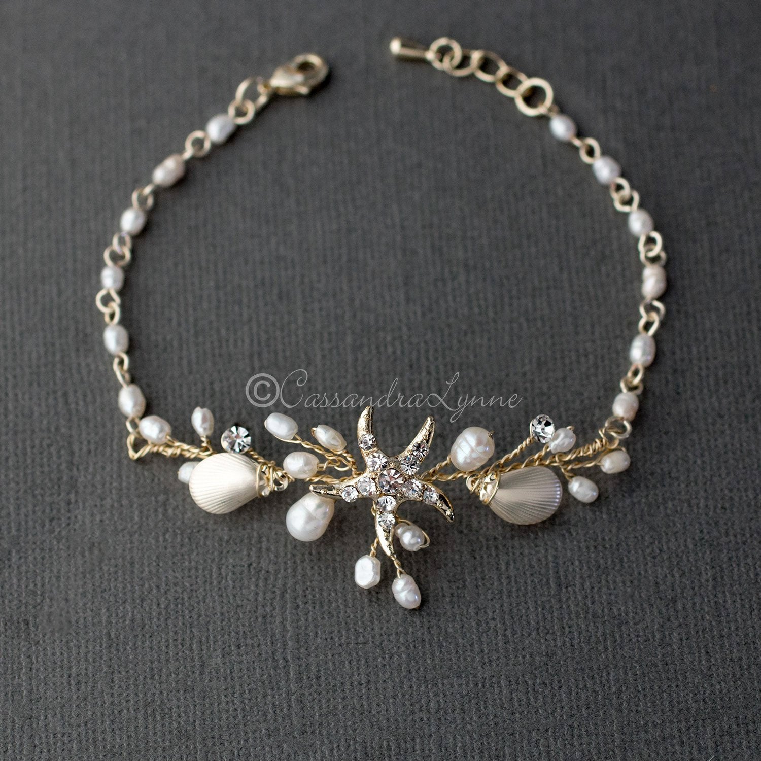 Elegant Starfish Beach Wedding Bracelet - Perfect for Brides, Bridesmaids & Beach Ceremonies - Boho Chic Jewelry for Seaside Weddings & Vacation Accessories
