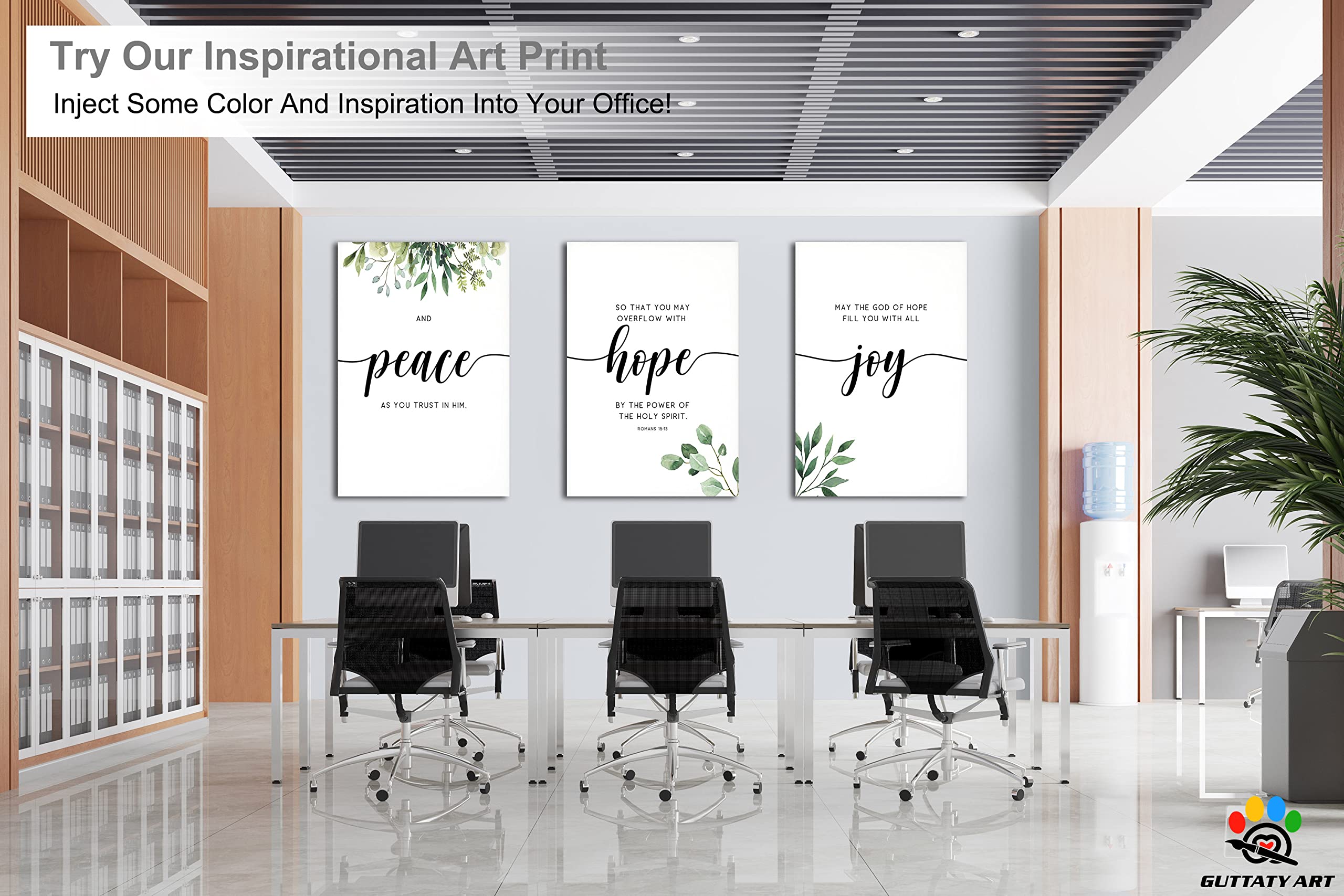 3-Panel Motivational Wall Art for Office & Home - Turquoise Inspirational Quotes Canvas Prints (24”x36”x3Pcs) - Positive Words Poster with Hope, Trust, Faith - Perfect for Office Decor, Living Room & Workspace Motivation