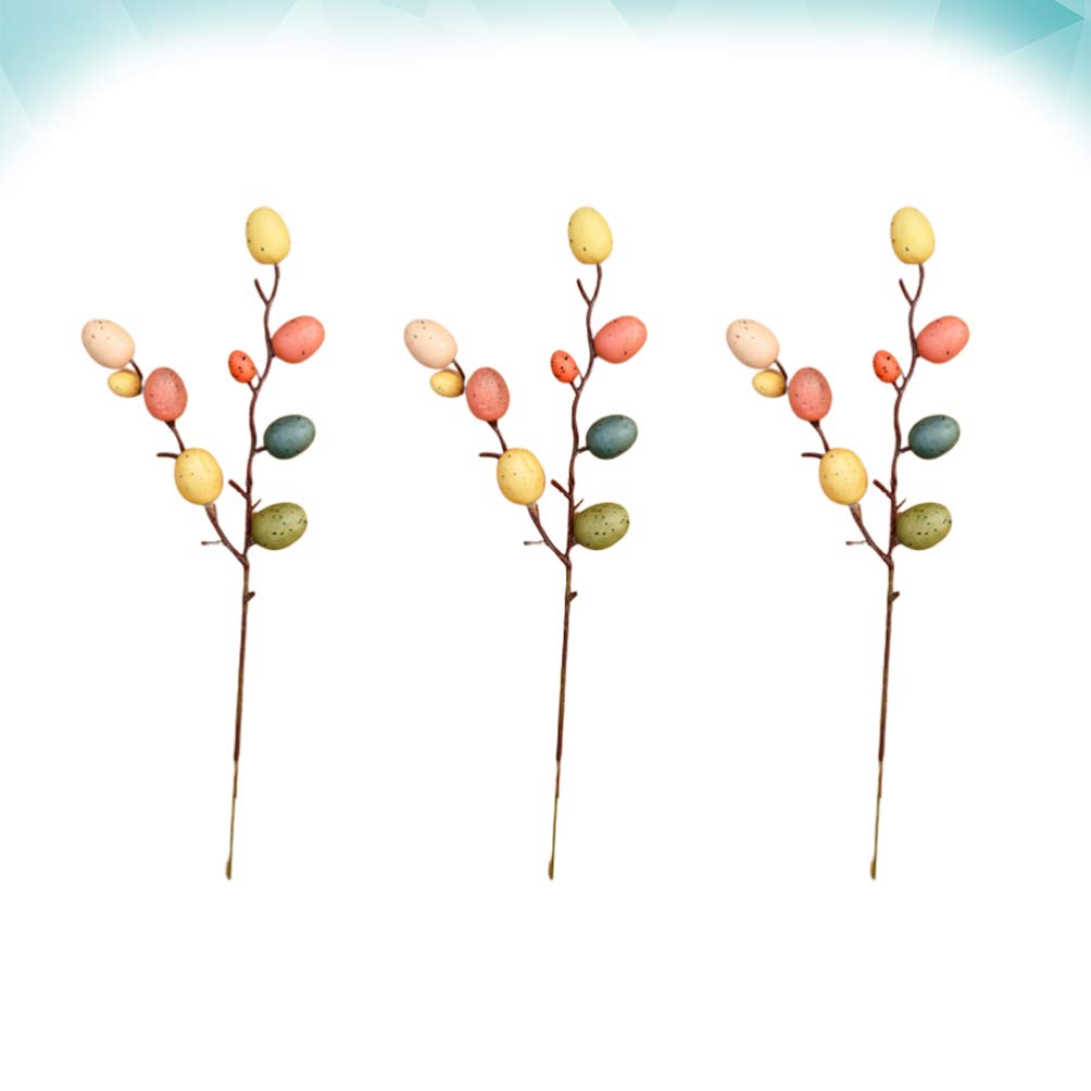 Holibanna 3-Piece Easter Egg Tree Branches - Floral Arrangement Decor with Hand-Painted Foam Eggs for Spring Party, Home & Living Room - Perfect for Easter Decorations, Table Centerpieces, and Seasonal Home Styling