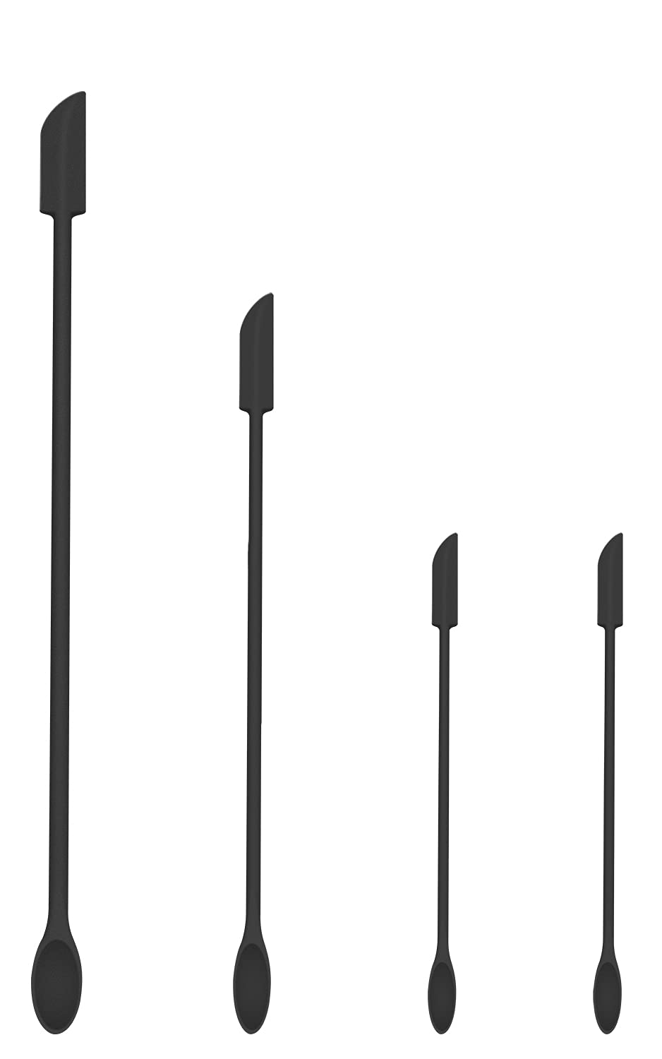4-Piece Mini Silicone Spatula Set - Small Jar Scraper for Makeup, Lotion & Food Bottles - Get Every Last Drop - Perfect for Kitchen, Beauty & Travel (Black)