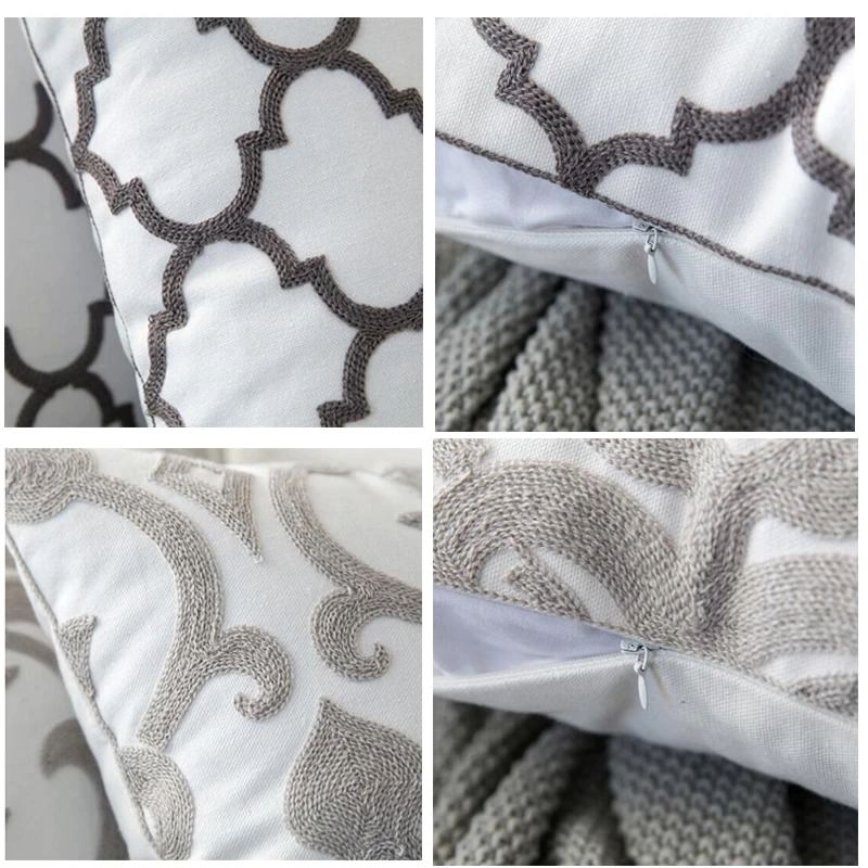 Brownish Grey Embroidered Cushion Cover - Soft Bohemian Pillow Case for Sofa, Bed, Living Room Decor - Home & Office Decorative Throw Pillow Cover