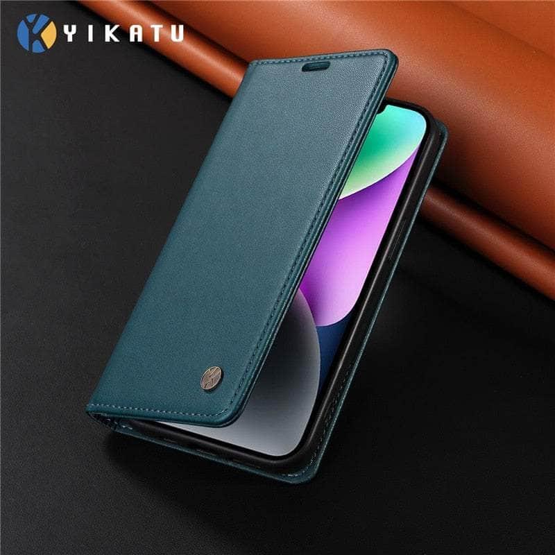 Samsung Galaxy A14 Flip Vegan Leather Case - Premium PU Leather Phone Cover with Card Slots | Slim Protective Case for Everyday Use, Travel & Business