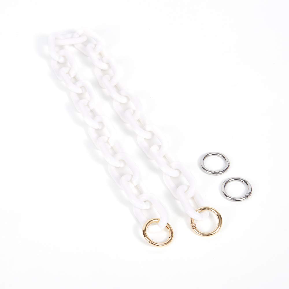 Yichain Chunky Acrylic Purse Strap Bag Chain Handle Replacement - White Handbag Accessory for DIY Purse Making & Decoration | Perfect for Handbag Repair, Fashion Upgrade & Gift Giving