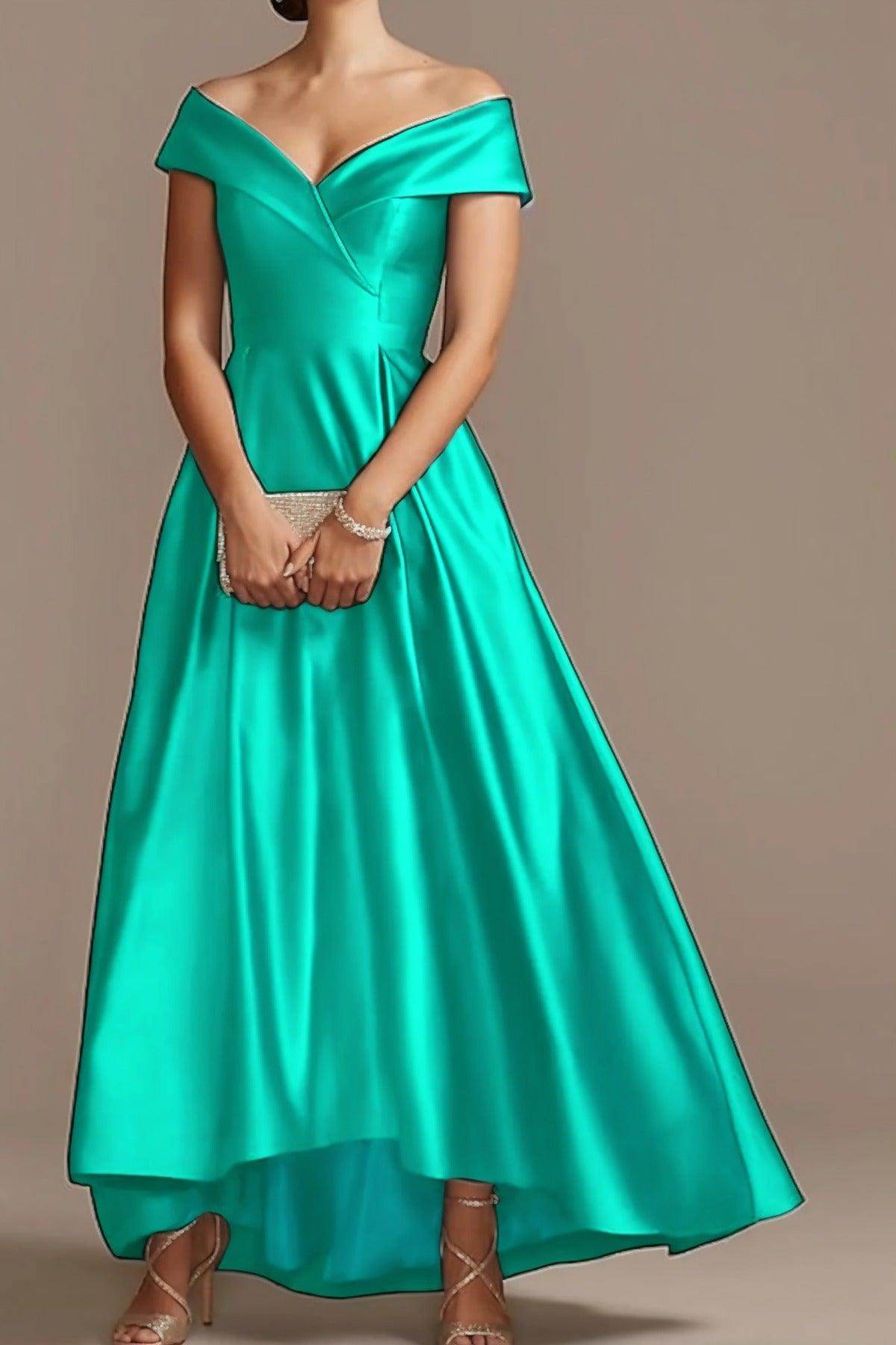 Elegant High-Low Ankle Length Satin Mother of the Bride Dress CM0078 - Perfect for Weddings, Formal Events & Special Occasions