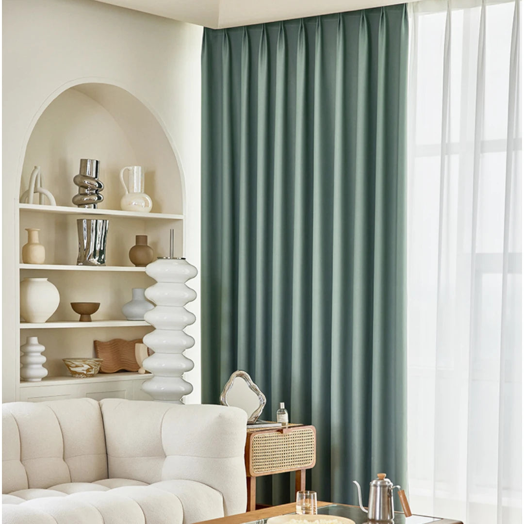 Veda Polyester Fire Retardant Blackout Grommet Curtains - Thermal Insulated Window Drapes for Bedroom, Living Room & Office (Custom Size Available)