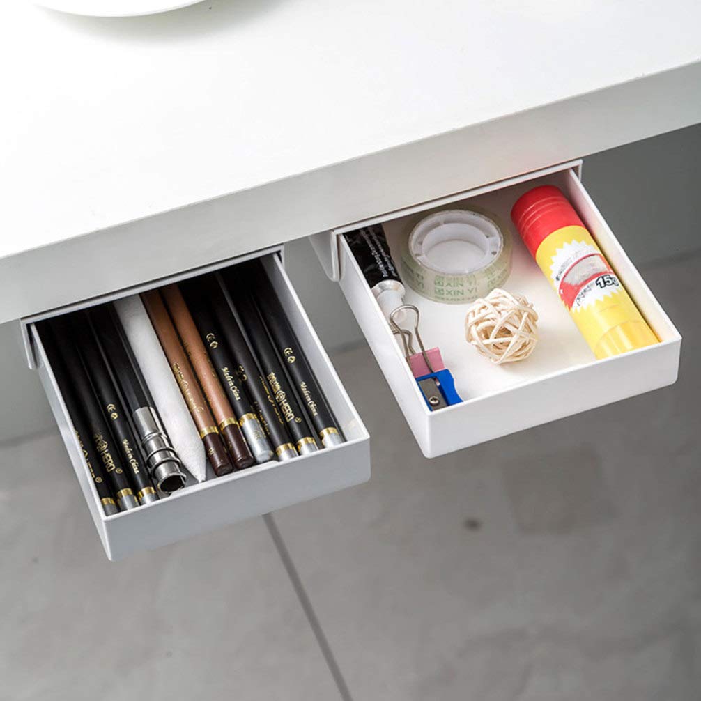 Zerodeko 2-Pack Plastic Desktop Drawers - Under Desk Storage Organizer for Cosmetics, Stationery, Jewelry & Office Supplies | Multi-Functional Household & Workspace Organization Solution