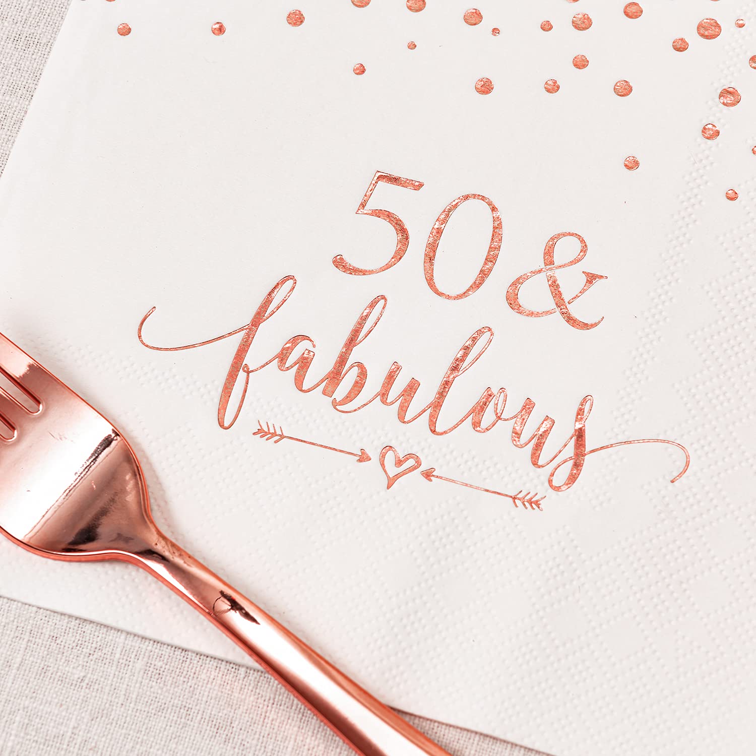Elegant Rose Gold Foil 50-Piece Disposable Tableware Set for 50th Birthday Party - 24pc (9