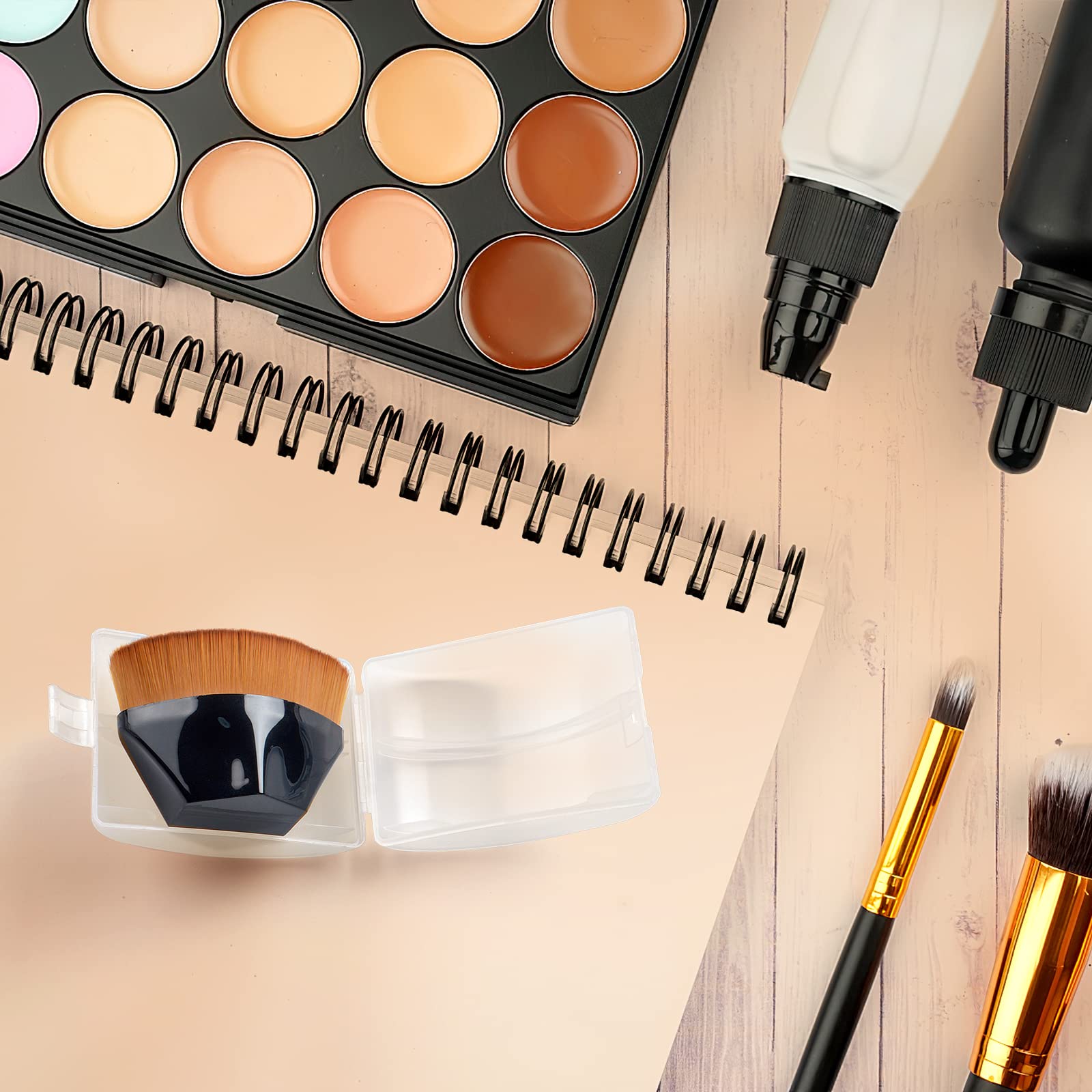 Flat Top Kabuki Foundation Brush - Hexagon Design for Liquid & Powder Makeup - Perfect for Flawless Blending (Black)