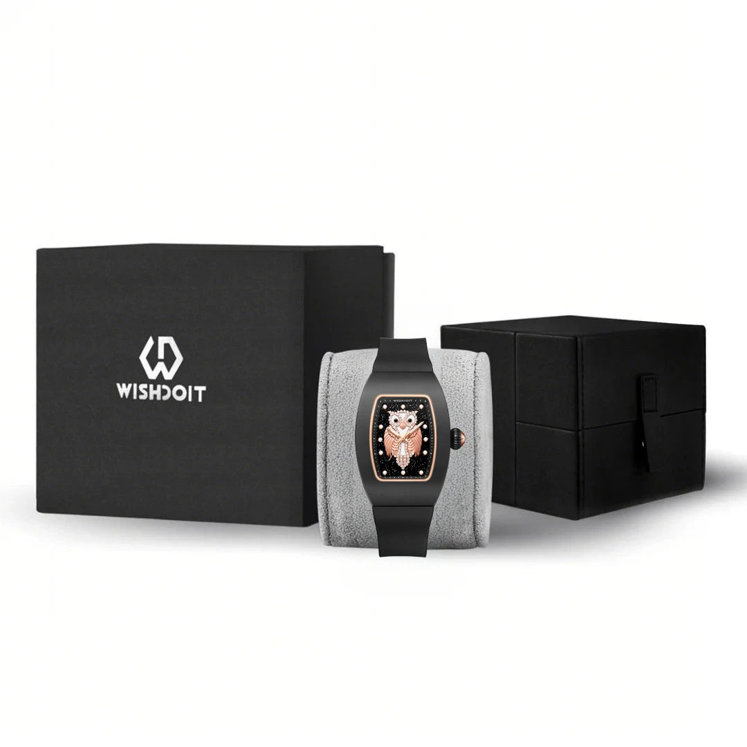 ChronoOwl Ceramic Women's Watch - Elegant Starry Dial Quartz Timepiece with Stainless Steel Band | Perfect for Office, Party & Everyday Wear