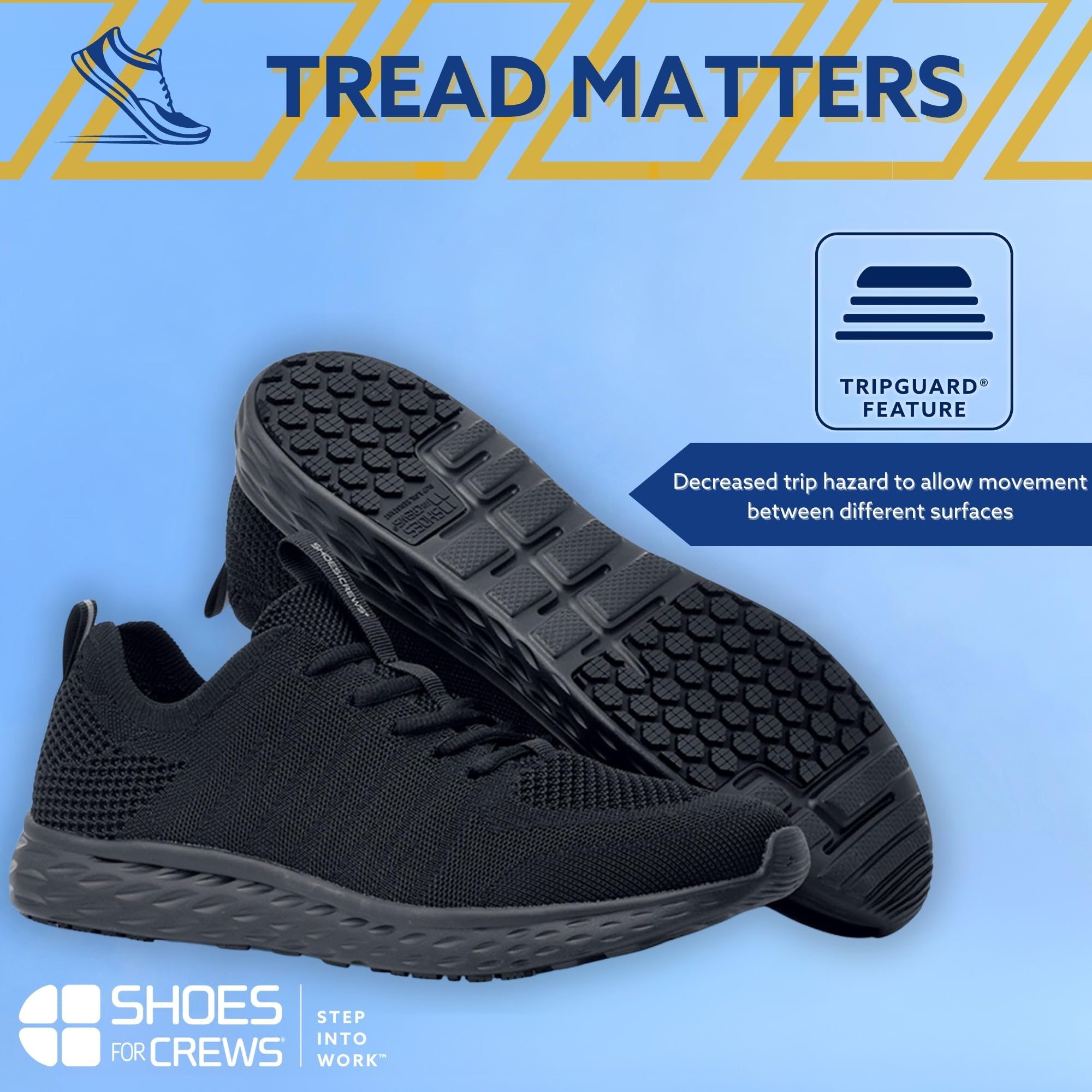 Shoes for Crews Everlight Men's Breathable Lightweight Lace-Up Slip Resistant Water Resistant Work Shoes - Black Non-Slip Safety Shoes for Restaurant, Kitchen, Hospital & Construction Workers