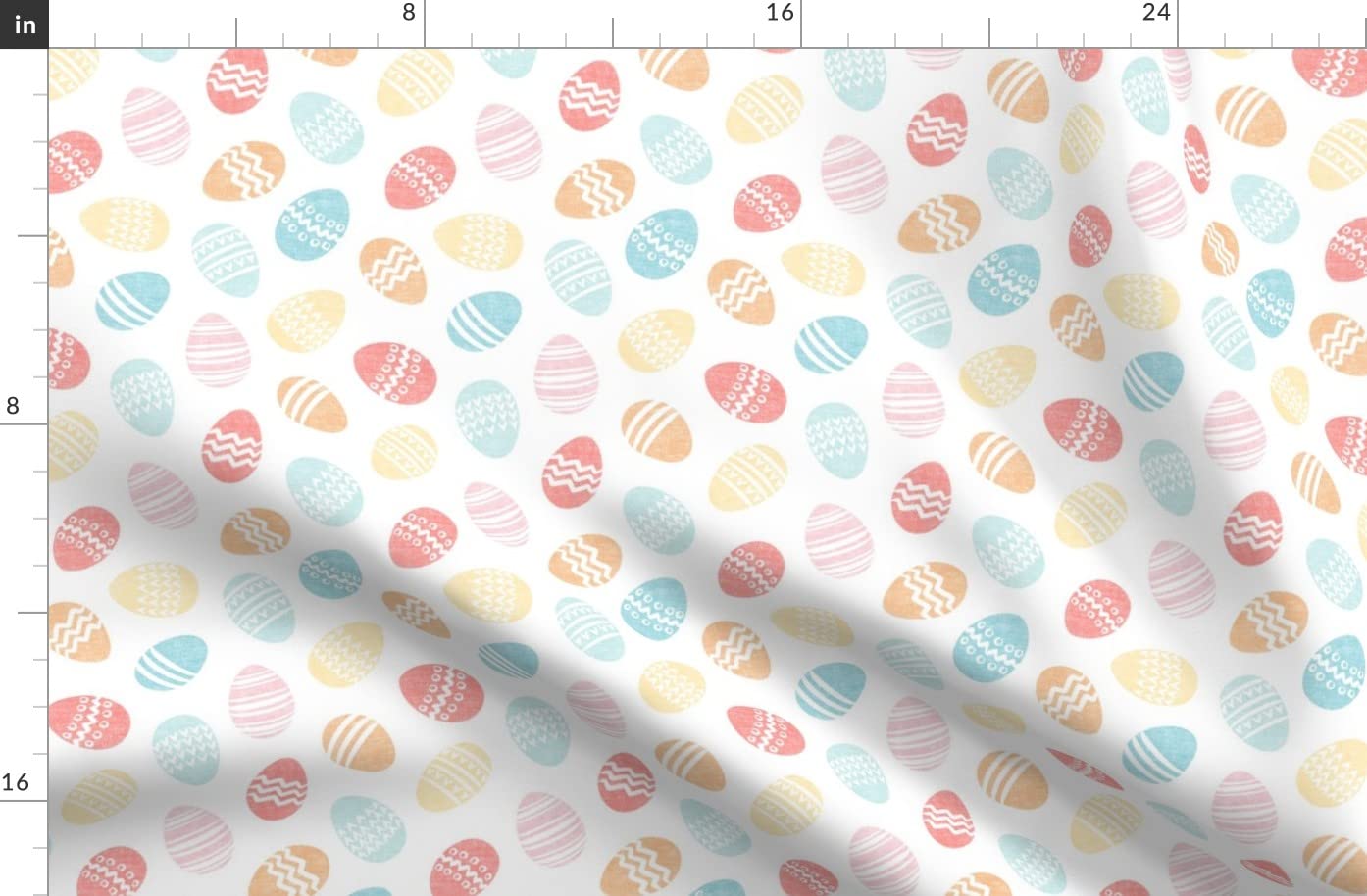 Easter Eggs Pastel Cute Printed Denim Fabric by The Yard - Bottomweight Cotton Material for Apparel, Home Decor & Upholstery - Perfect for DIY Easter Crafts, Spring Dresses & Home Decoration Projects